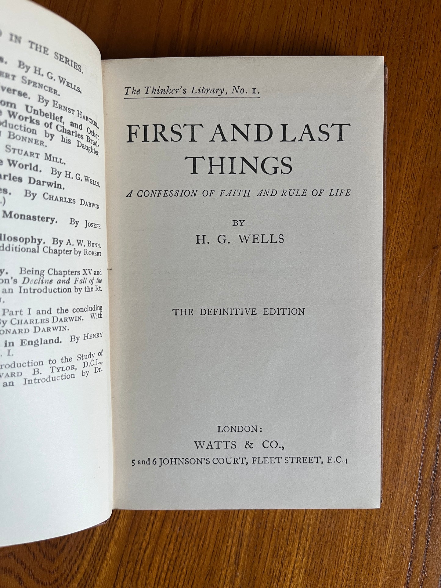 First and Last Things - HG Wells - 1930