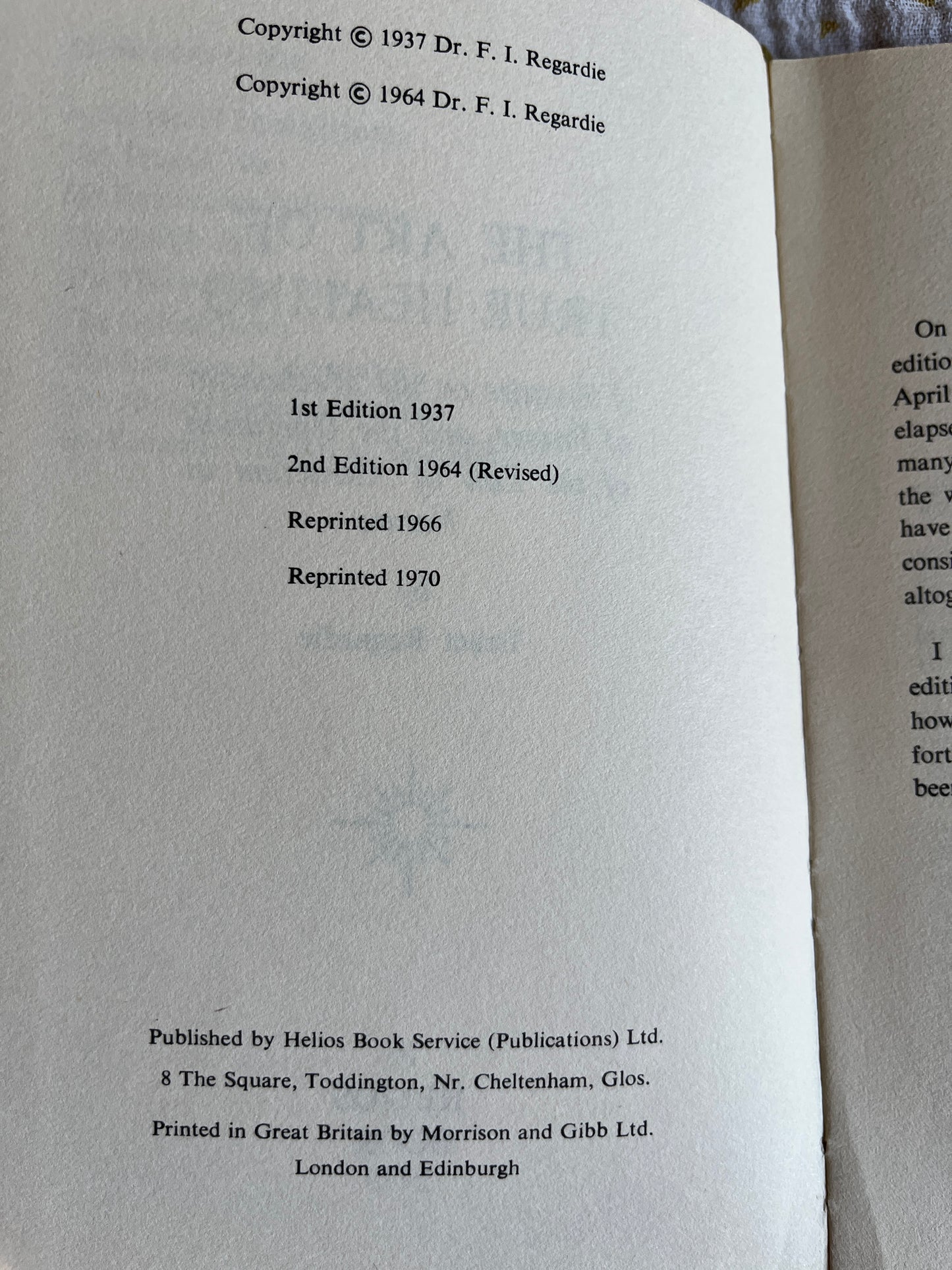 The Art of True Healing - Israel Regardie (1970 Hardback)