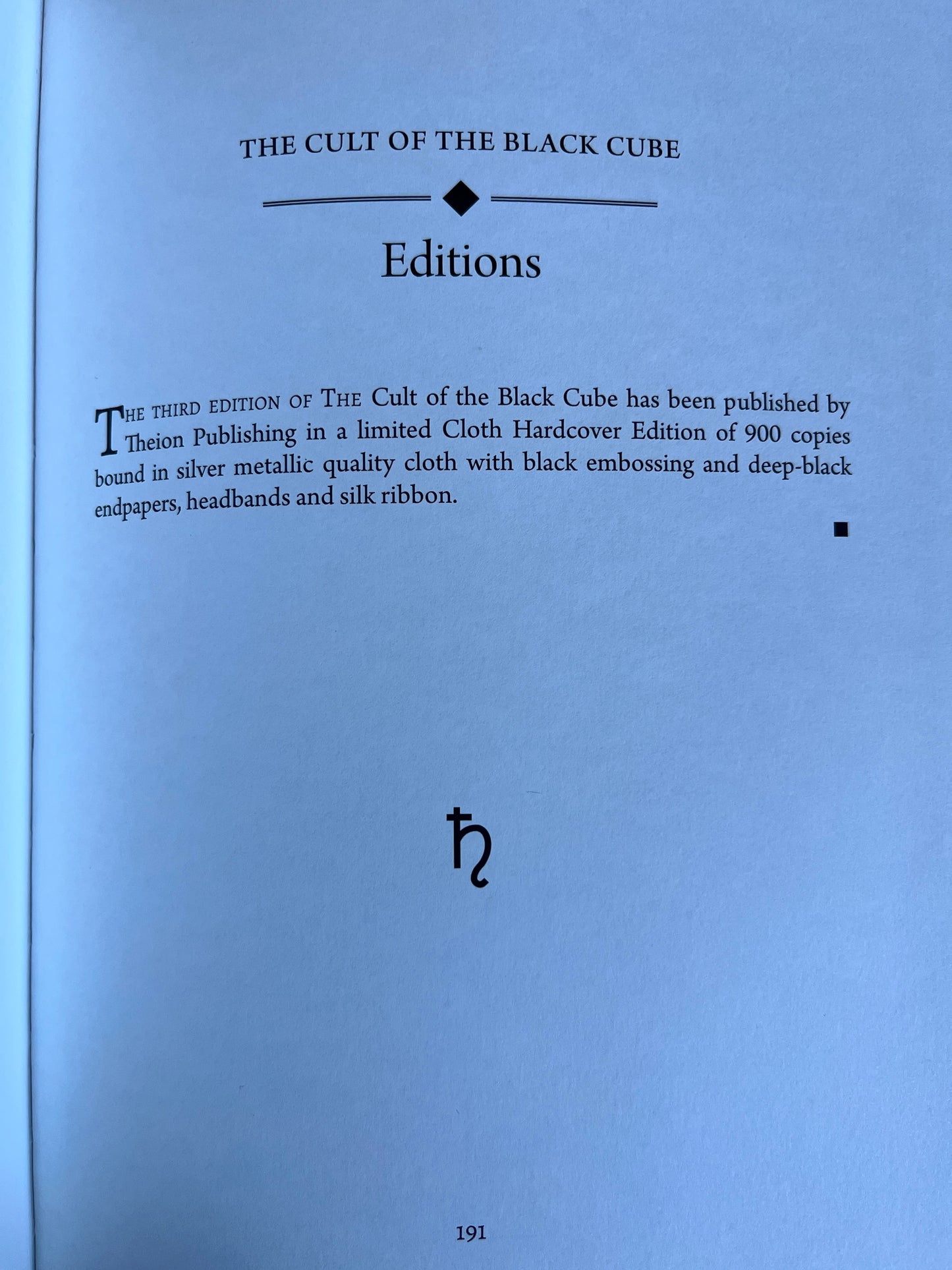 The Cult of the Black Cube: A Saturnian Grimoire - Arthur Moros (Limited Edition)