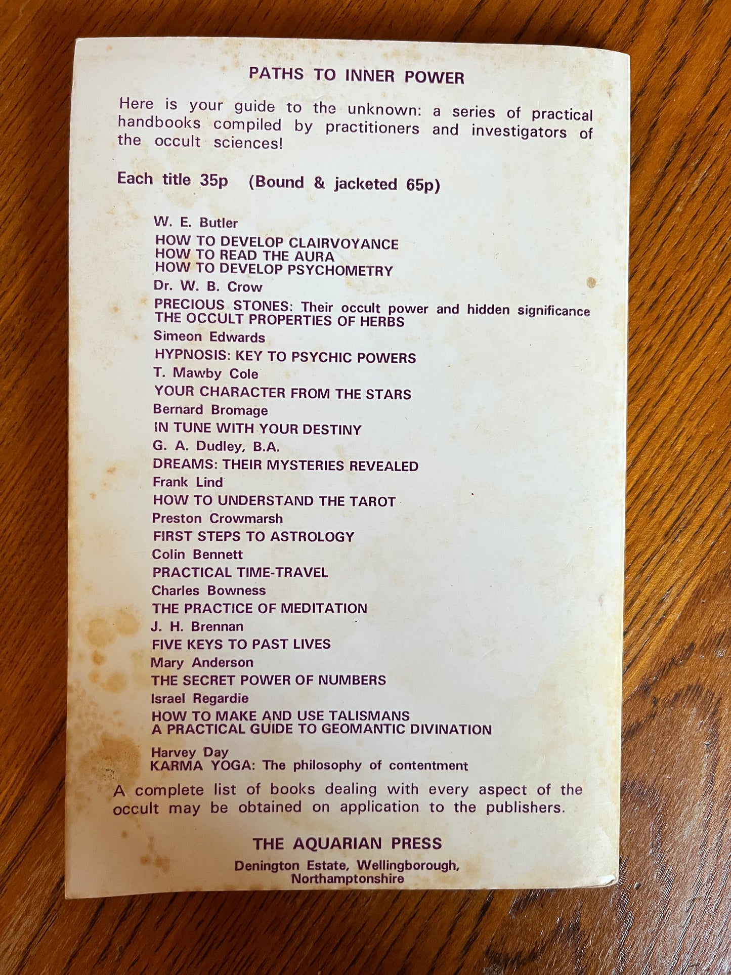 The Occult Properties of Herbs - W B Crow (First Edition, Third Imp)