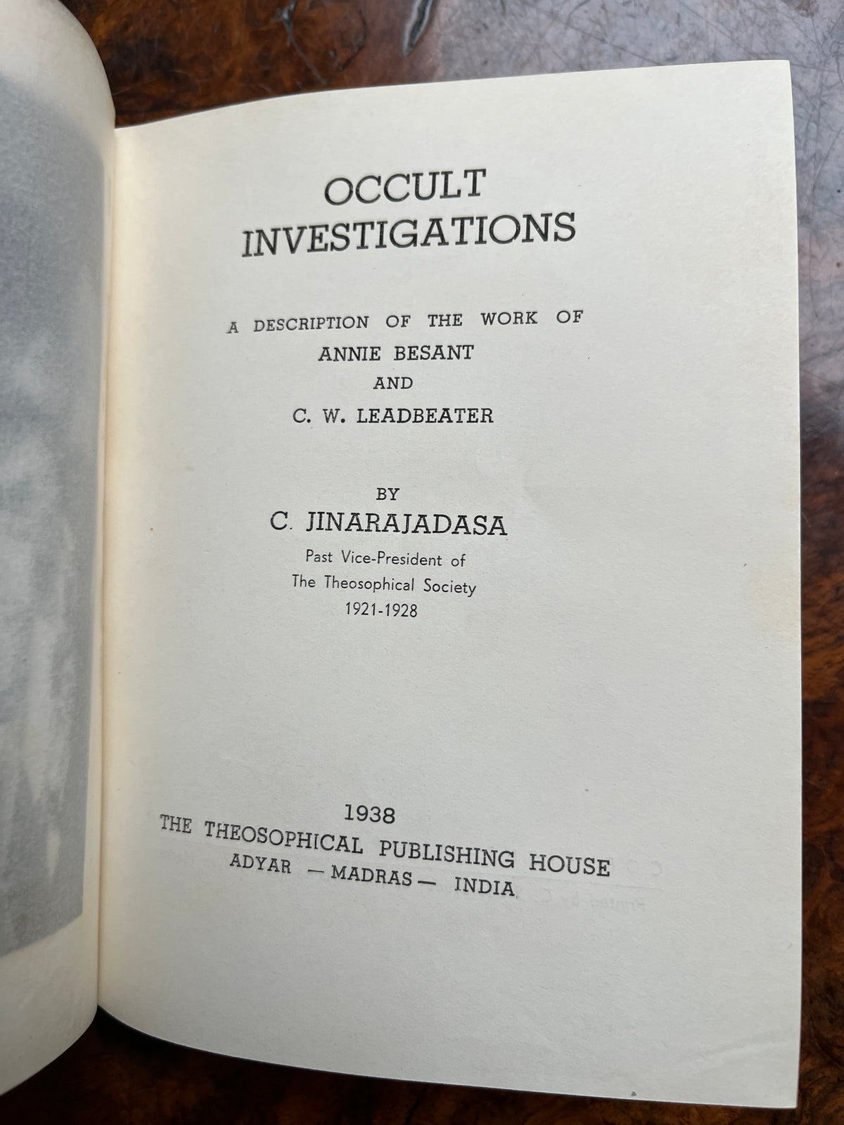 Occult Investigation - C Jinarajadasa (1938 First Edition)