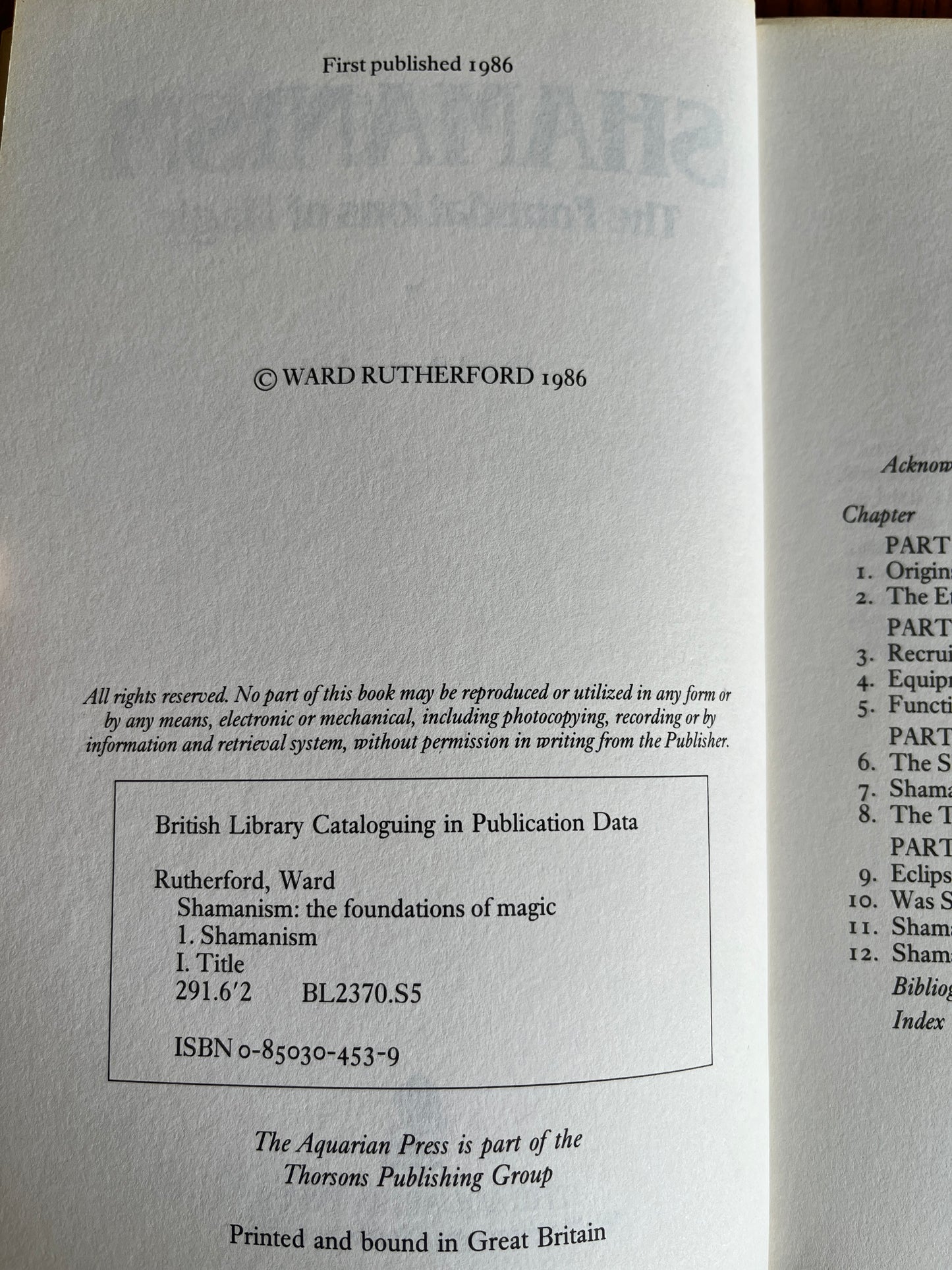 Shamanism: The Foundation of Magic - Ward Rutherford (First Edition)