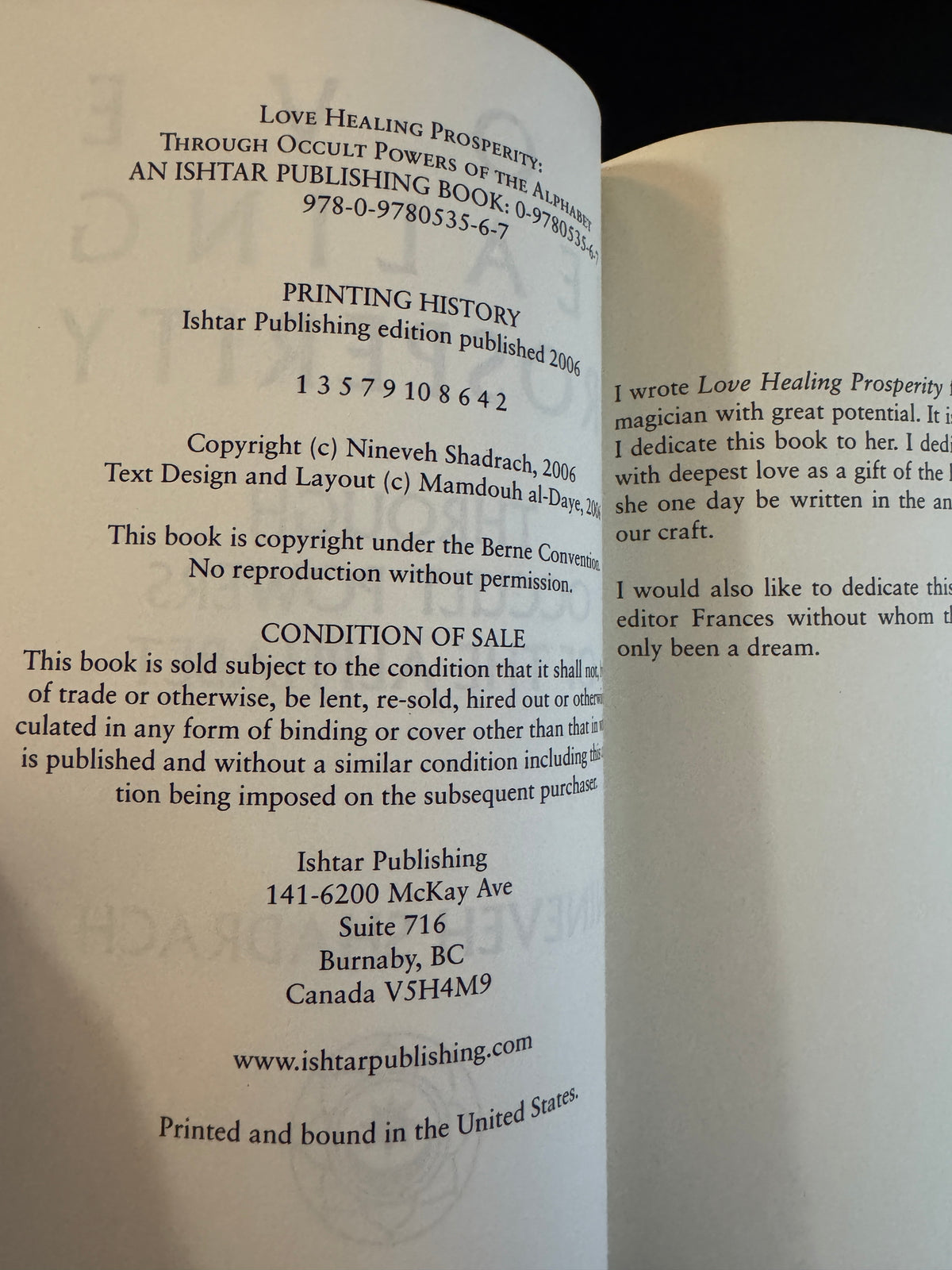 Healing Love Prosperity: Through Occult Powers of the Alphabet - Nineveh Shadrach (First Edition)