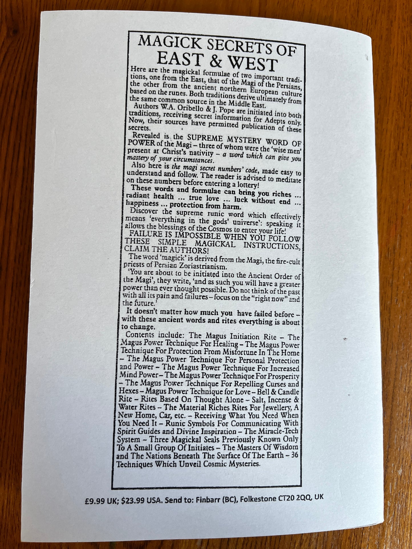 Old Folk Magic - S. Rob (Finbarr First Edition)