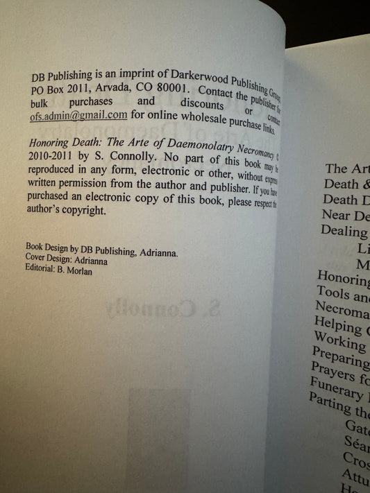 Honoring Death: The Arte of Daemonolatry Necromancy - S Connolly (First Edition)