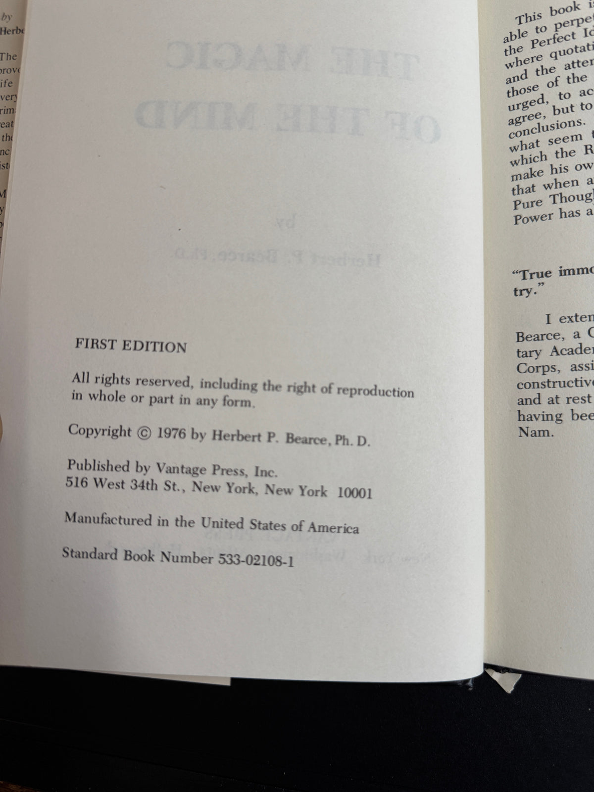 The Magic of the Mind - Herbert P Bearce (First Edition, SIGNED)