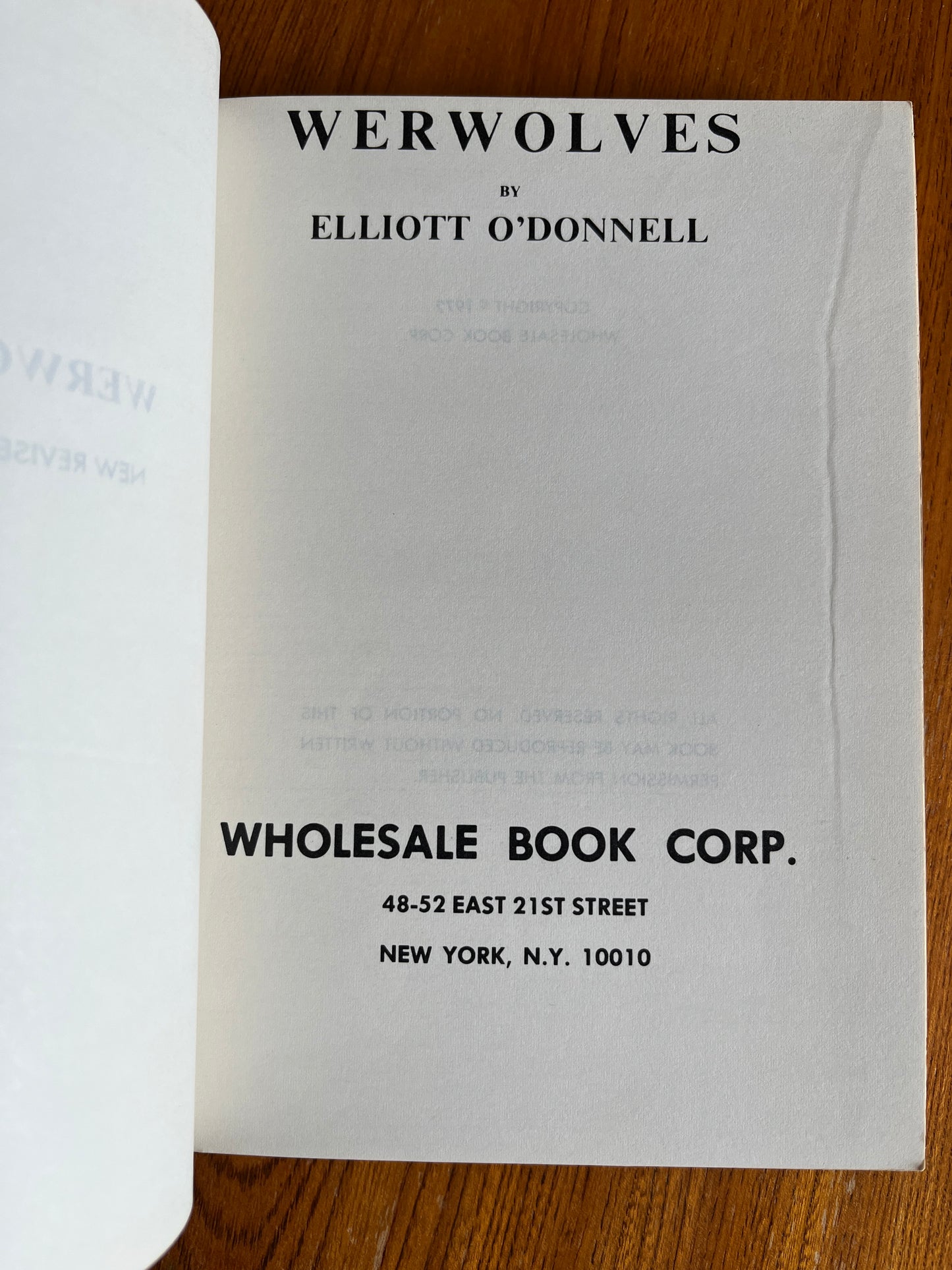 Werwolves - Elliot O'Donnell (1972 Paperback)