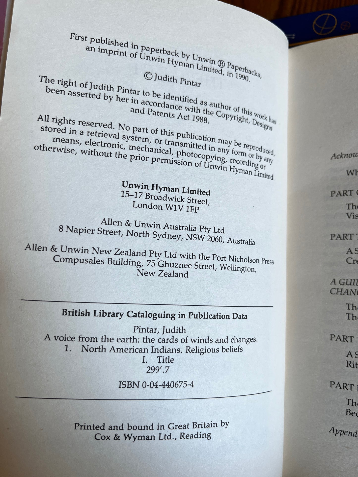 A Voice From the Earth: The Cards of Winds and Changes - Judith Pintar (First Edition)