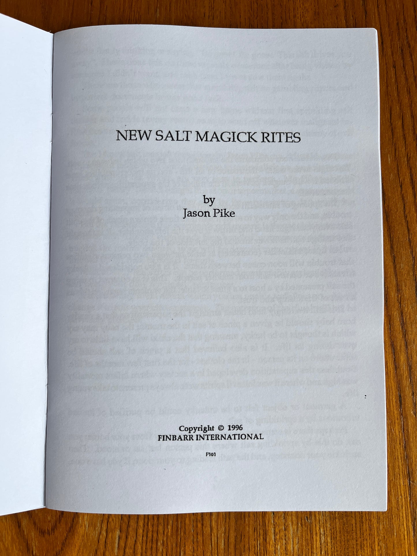 New Salt Magick Rites - Jason Pike (Finbarr First Edition 1996)