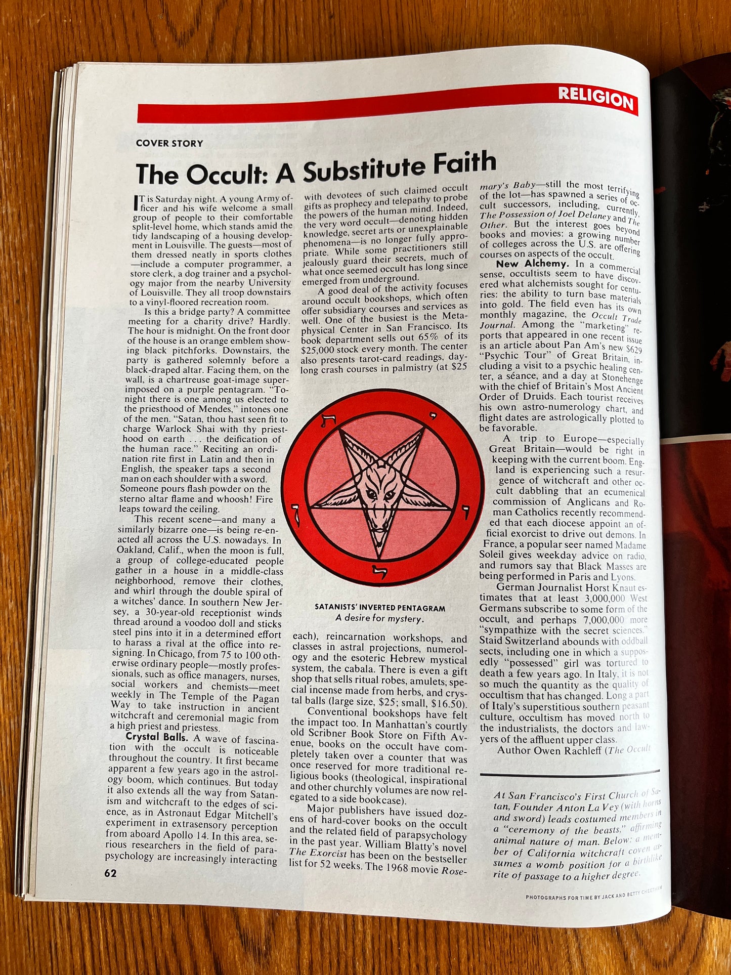 The Occult Revival - 1972 TIME Magazine (RARE, NEAR-NEW CONDITION AND NO SUB STICKER)