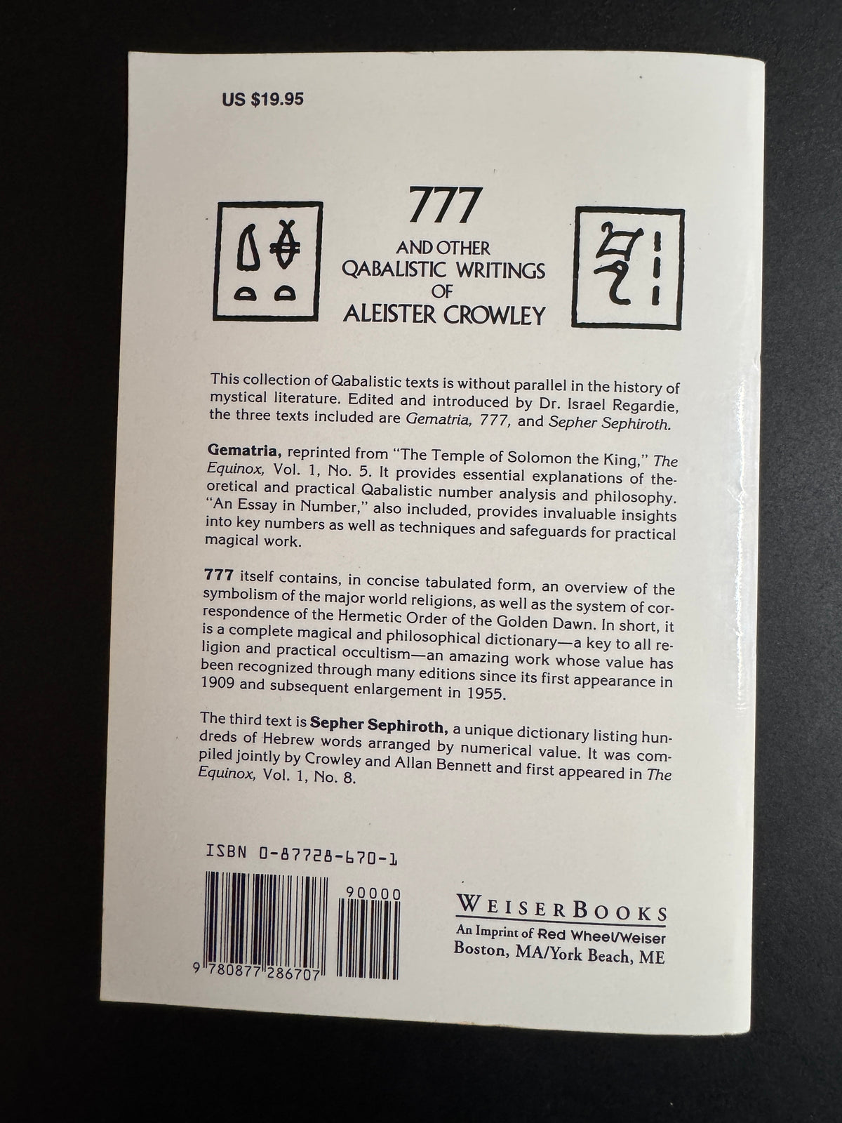 777 and Other Qabalistic Writings of Aleister Crowley