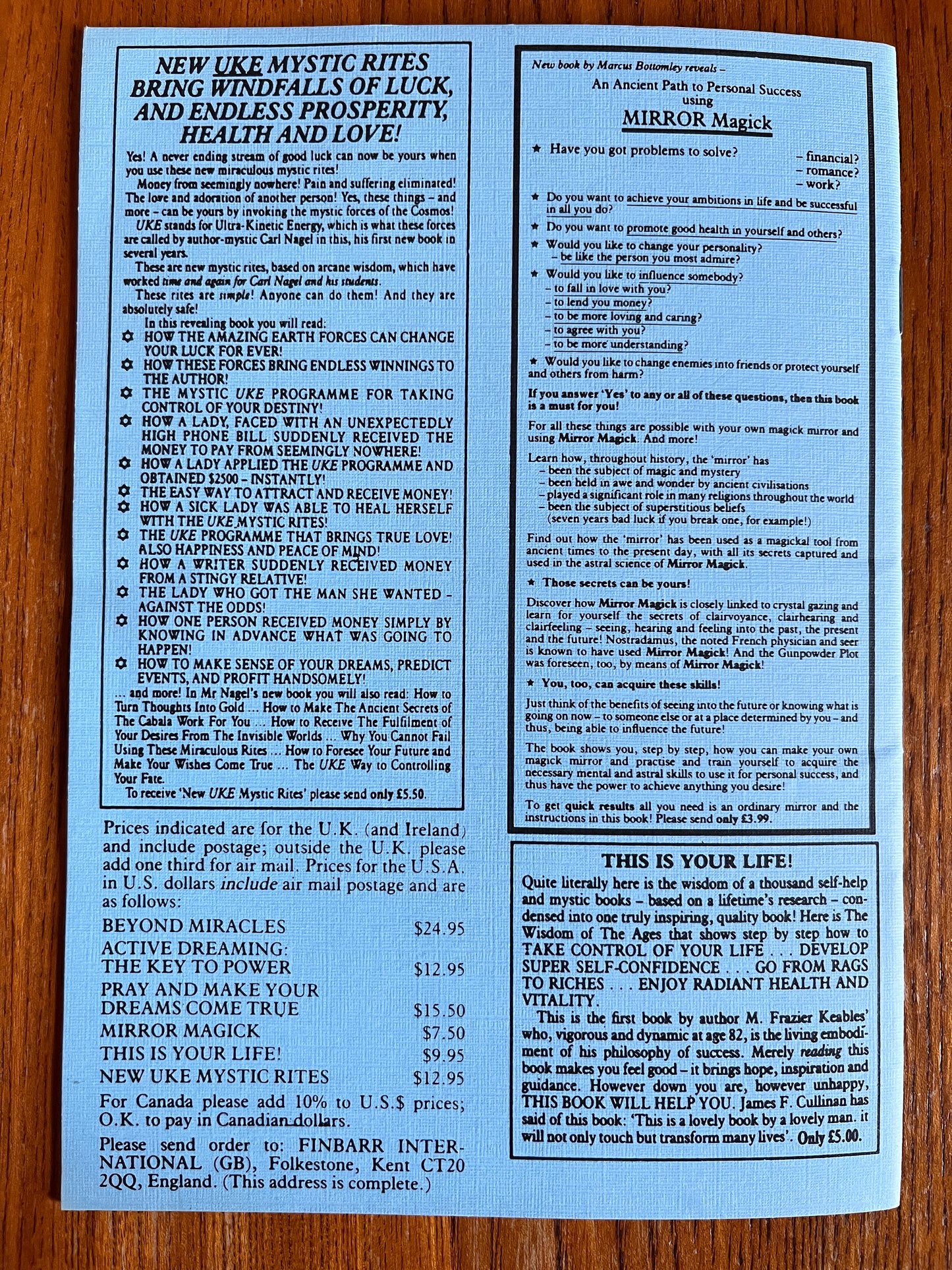 100 Magic Prayers - Alfred Palma (Finbarr First Edition 1994)