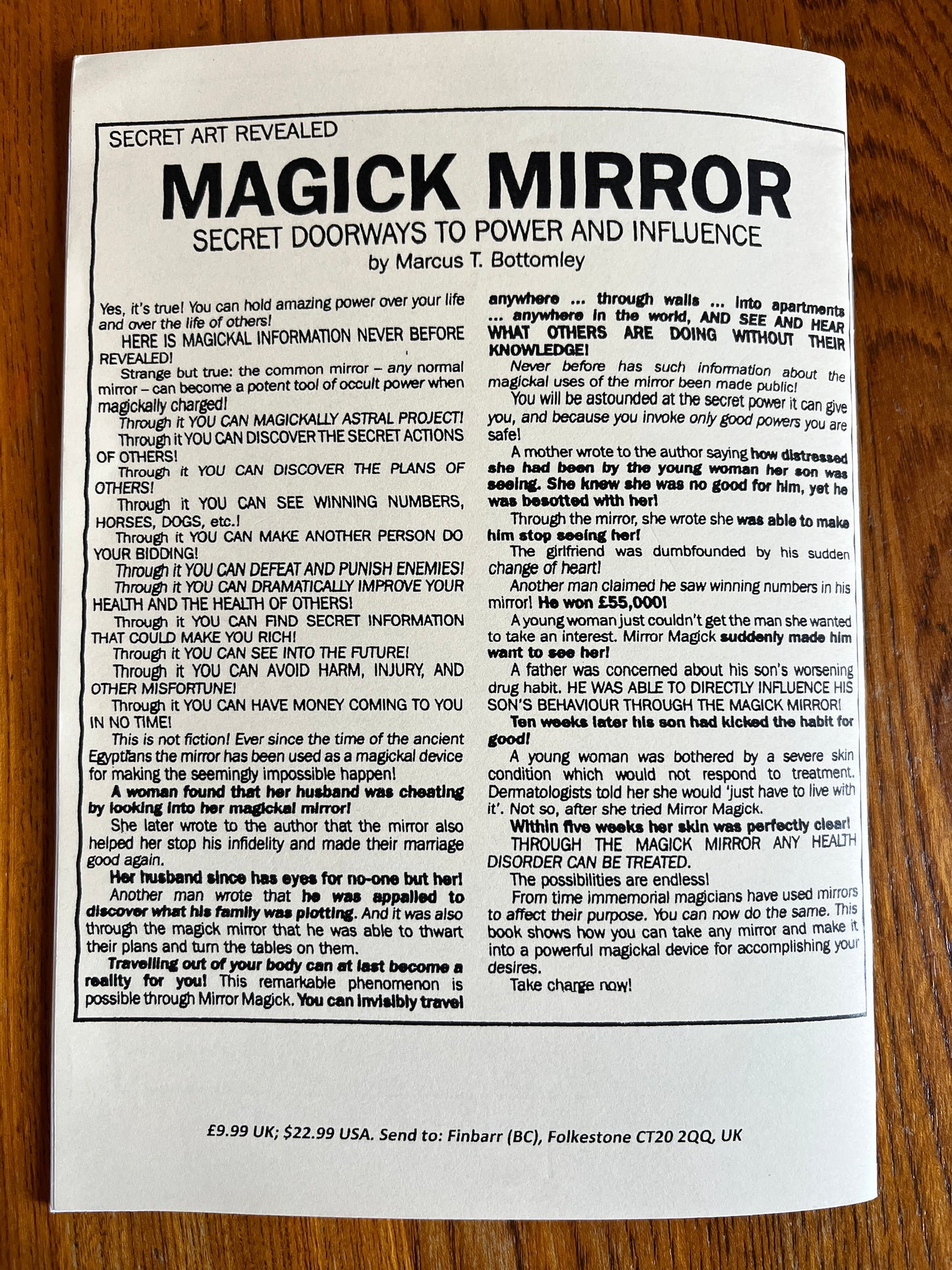 Proven Psycho-Mind Techniques - Marcus T. Bottomley (Finbarr First Edition 1991)