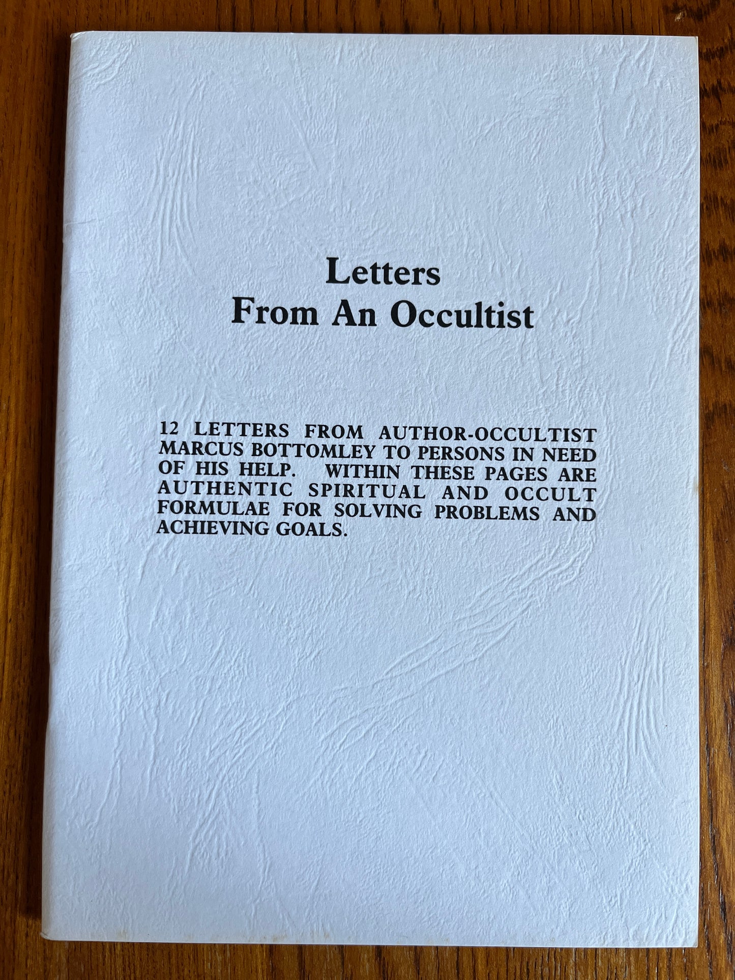 Letter From an Occultist - Marcus Bottomley (Finbarr First Edition 1987)