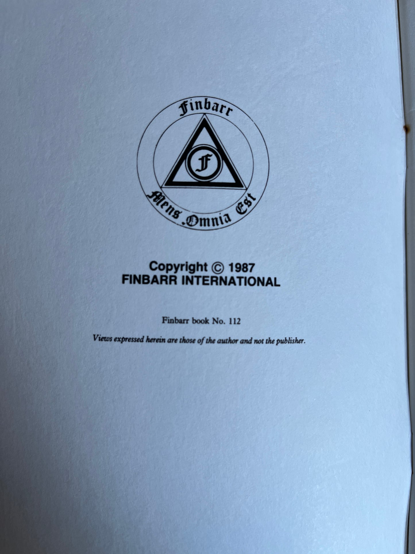 Letter From an Occultist - Marcus Bottomley (Finbarr First Edition 1987)