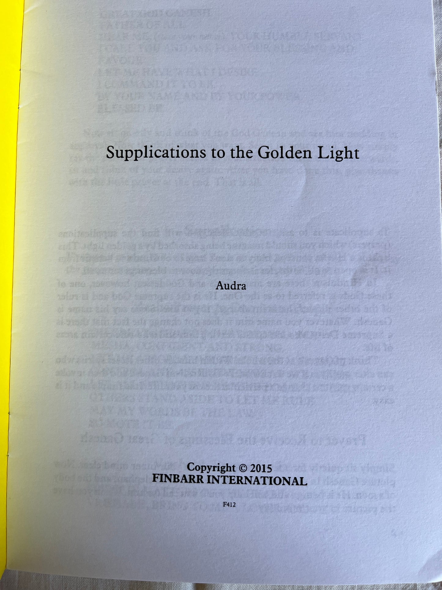 Supplications to the Golden Light - Audra