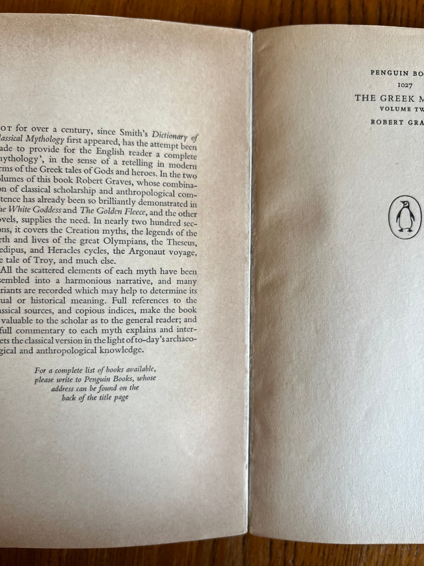 The Greek Myths: Volume Two - Robert Graves (First Edition 1955)