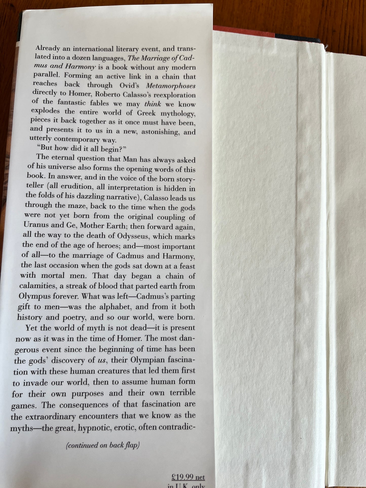 The Marriage of Cadmus and Harmony - Roberto Calasso (English First Edition), trans Tim Parks