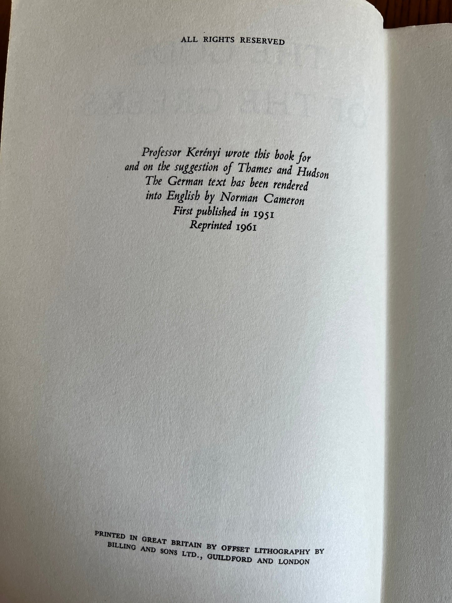 The Gods of the Greeks - C Kerényi