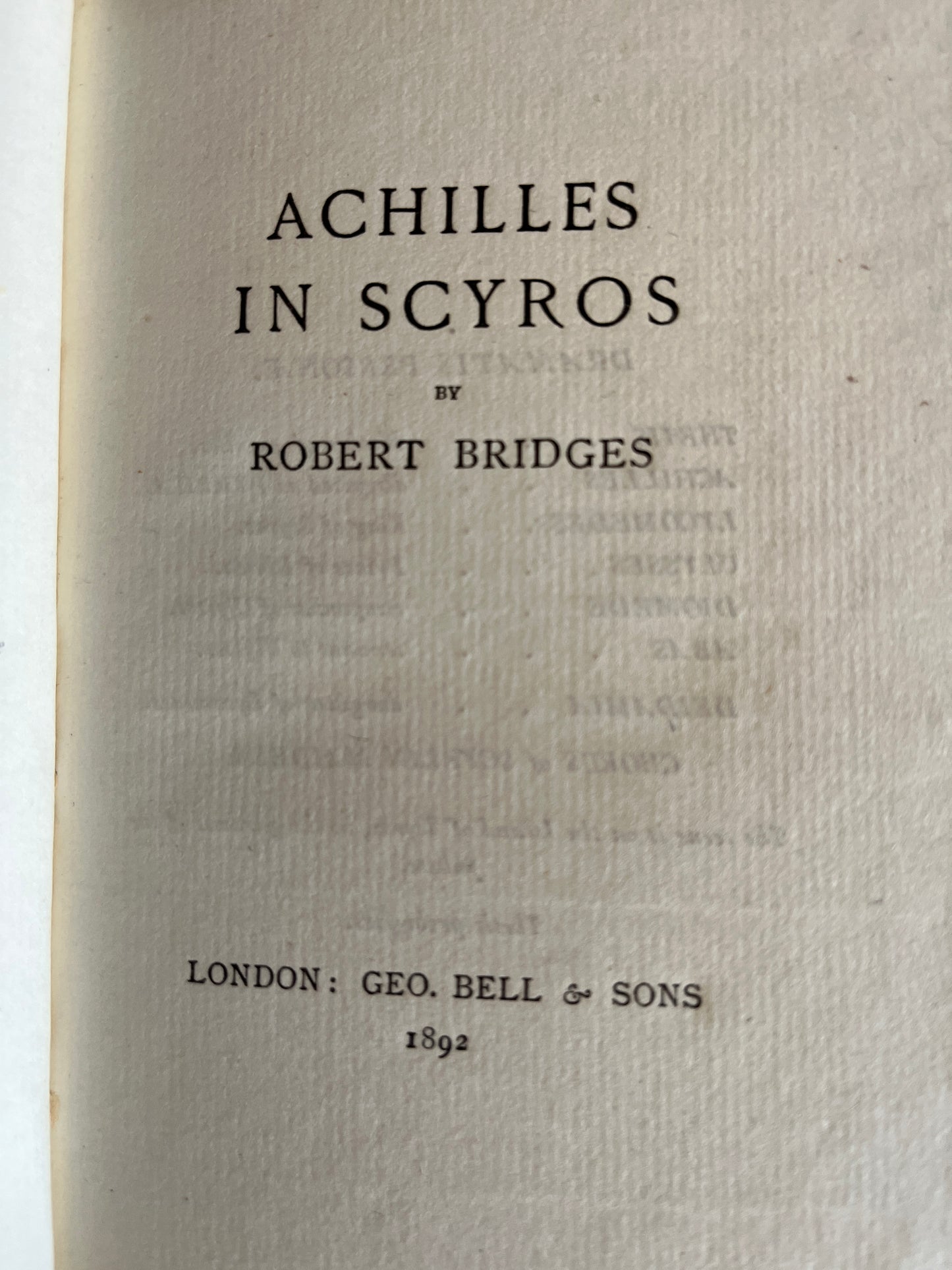 Achilles in Scyros - R Bridges (1892 Limited Edition)