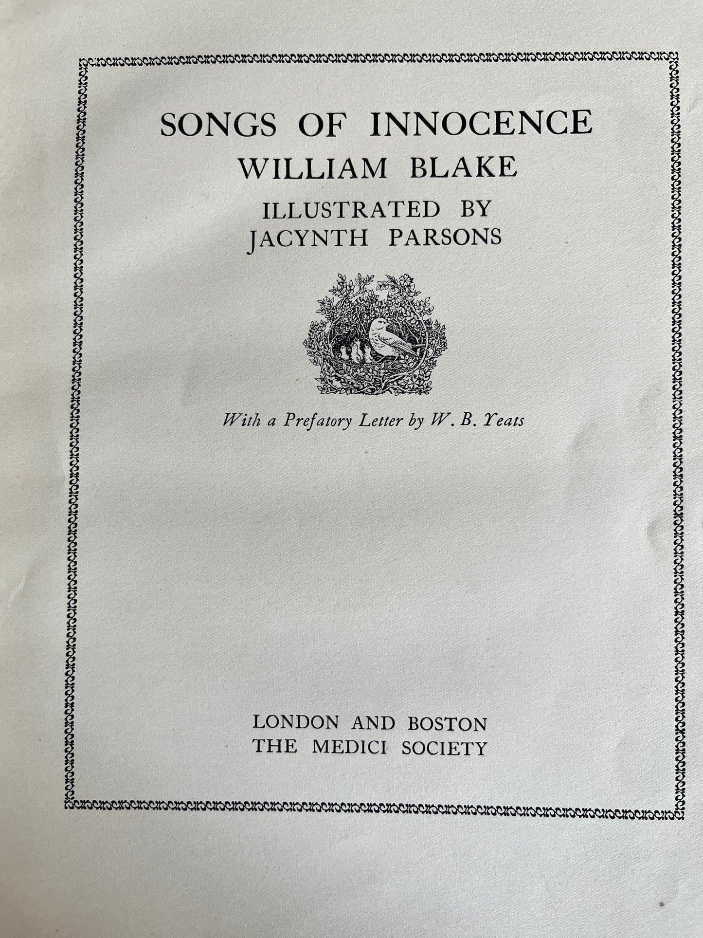 Songs of Innocence - William Blake, Illus Jacynth Parsons (First Edition 1927)