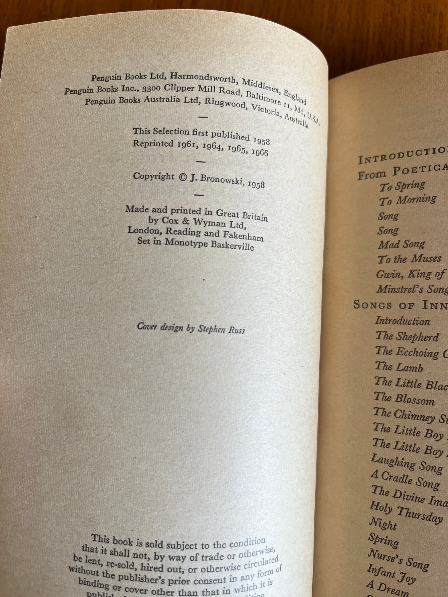William Blake: Selected Poems and Letters - Ed. J Bronowsky