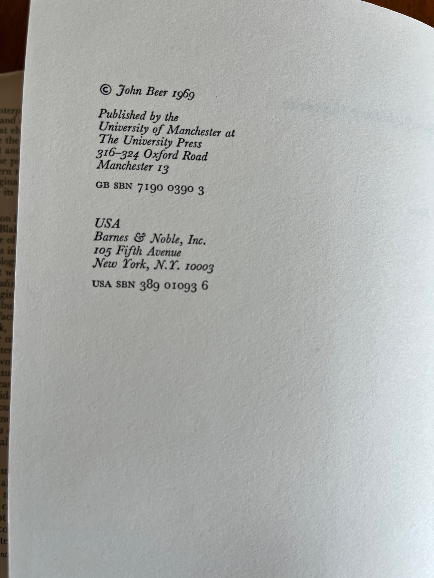 Blake's Visionary Universe - John Beer (First Edition)