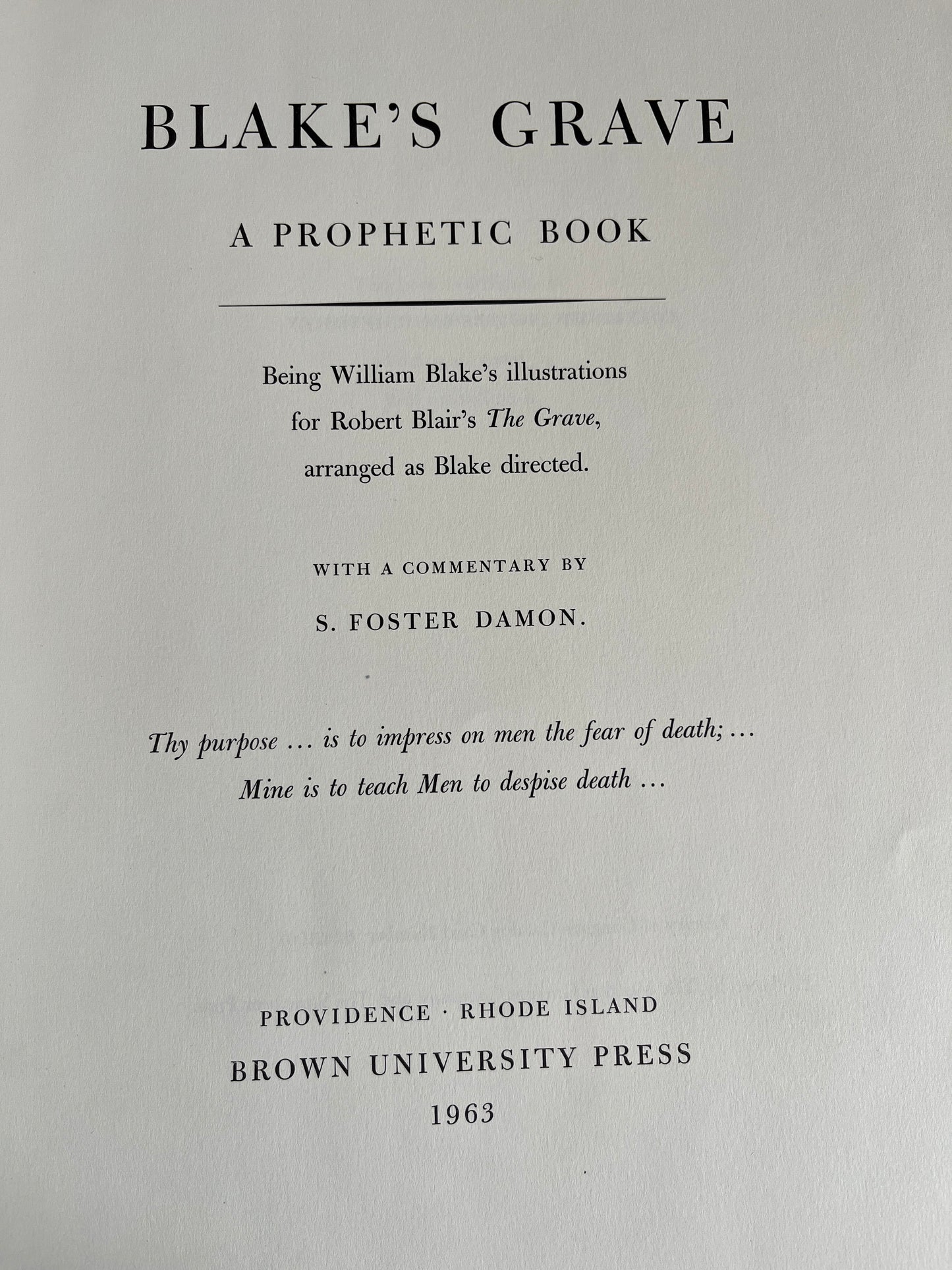Blake's Grave - Commentary by S Foster Damon (1963)