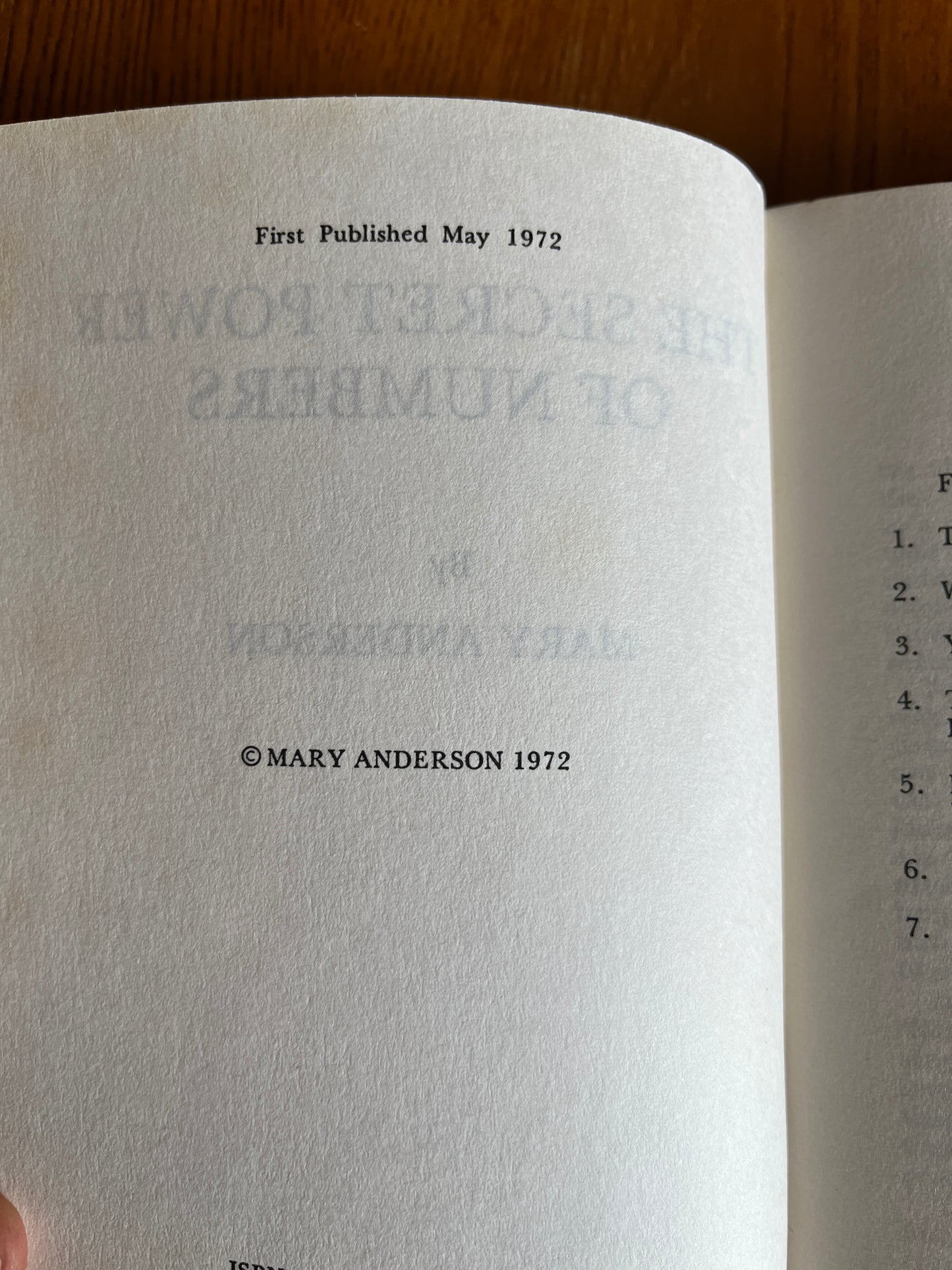 The Secret Power of Numbers - Mary Anderson (1972 First Edition)