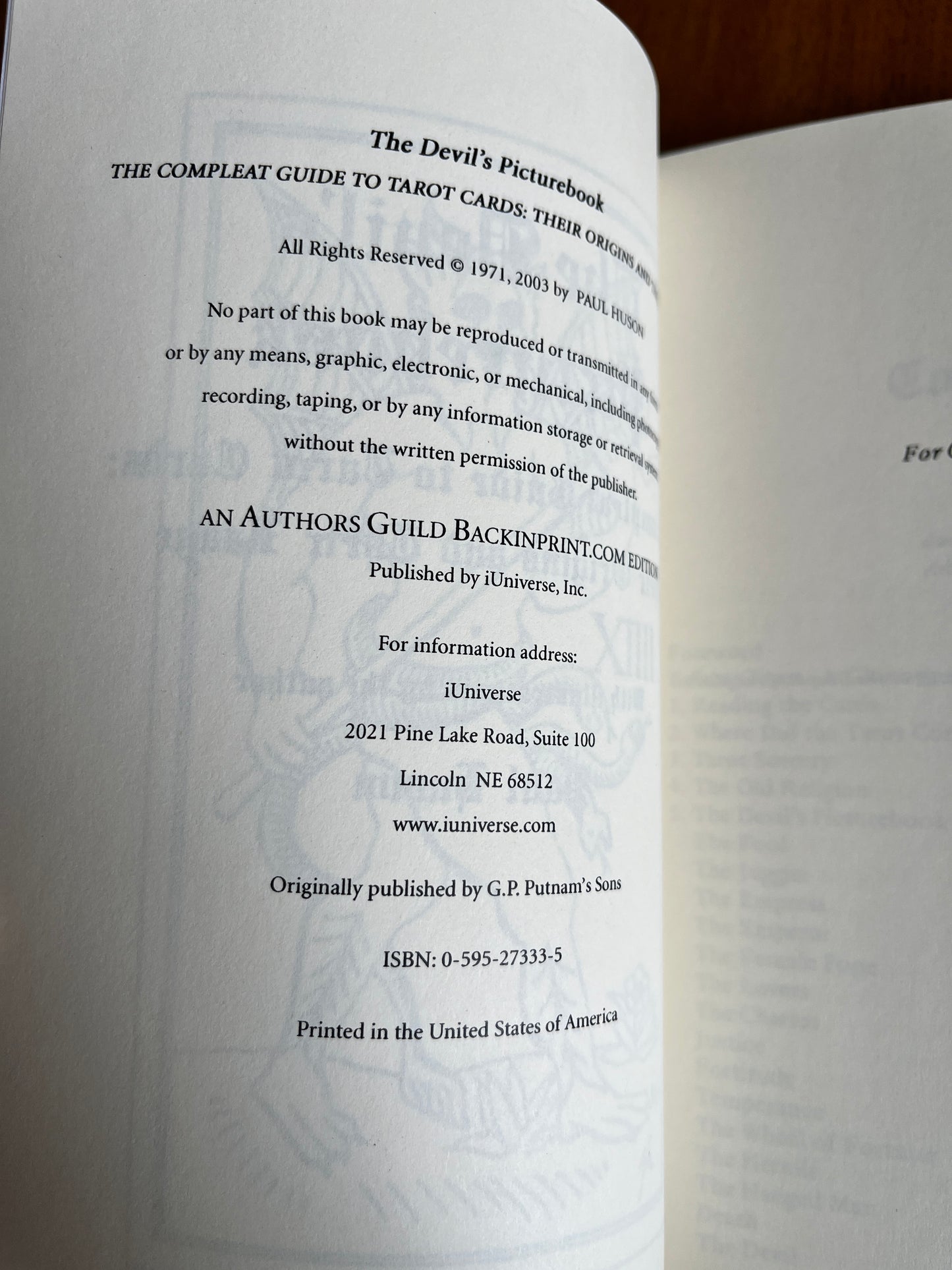 The Devil's Picturebook: Tarot Guide - Paul Huson