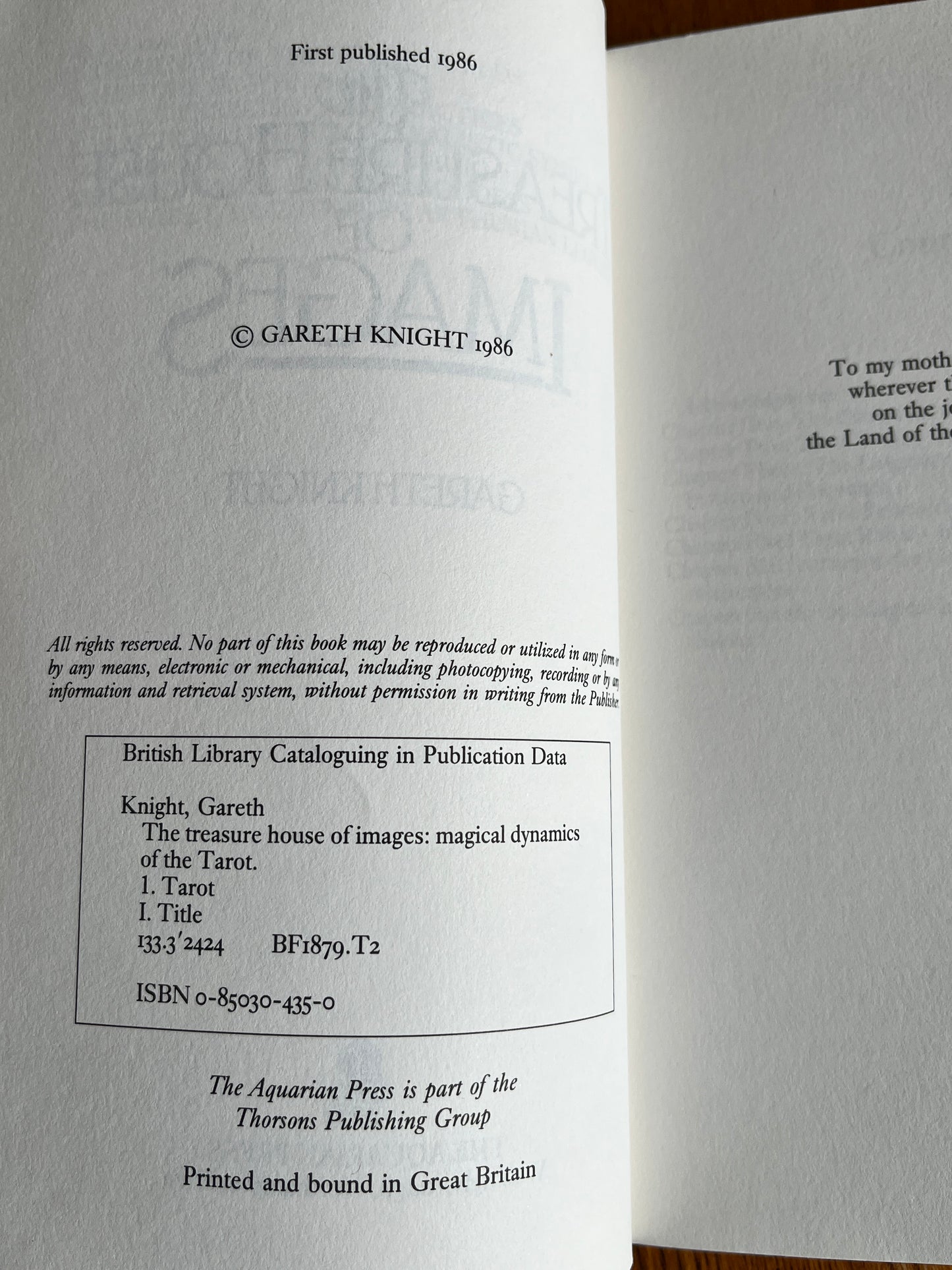 The Treasure House of Images (Tarot) - Gareth Knight (First Edition)