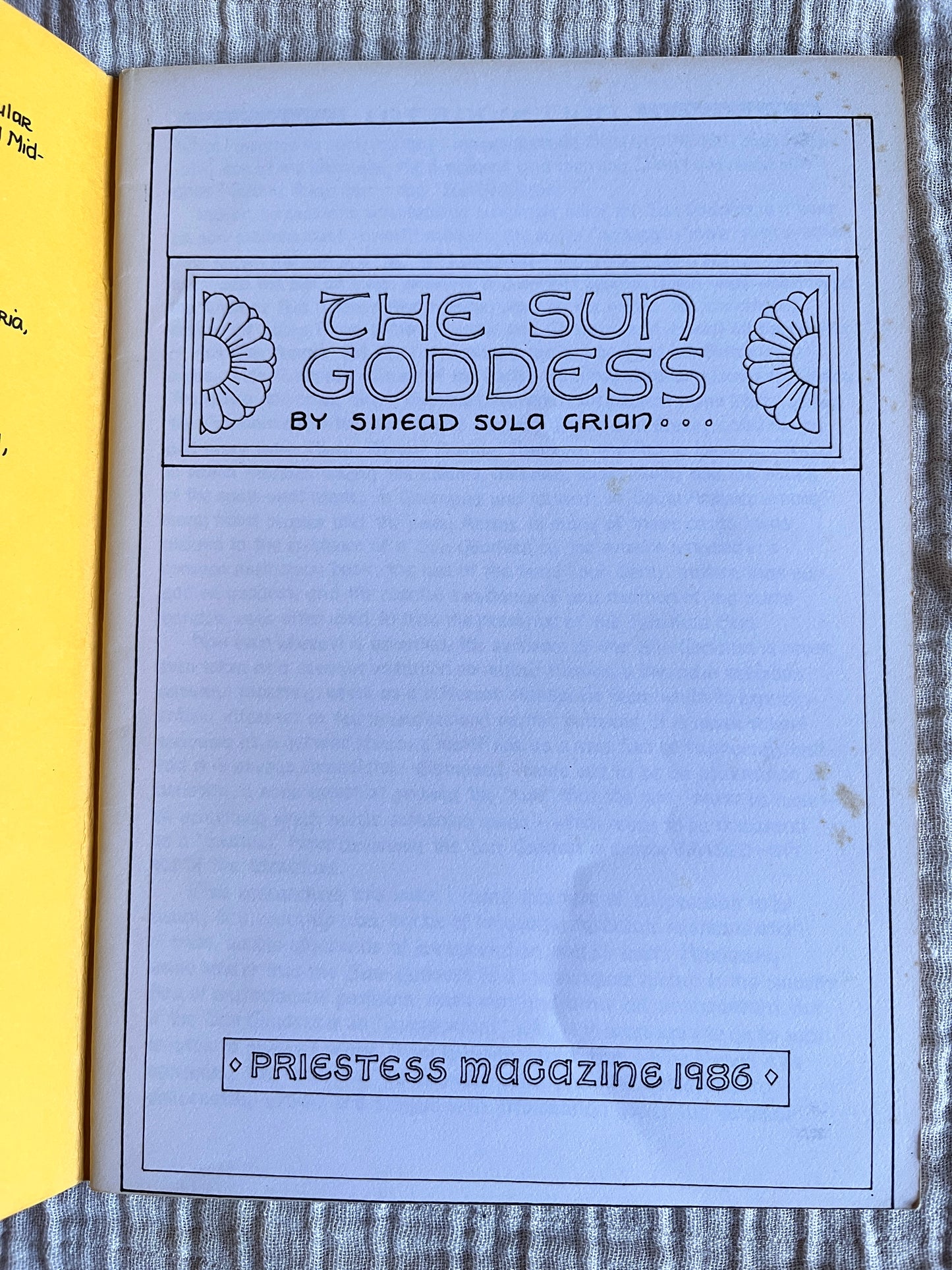 The Sun Goddess - Sinead Sula Grian (Rare Zine 1986)