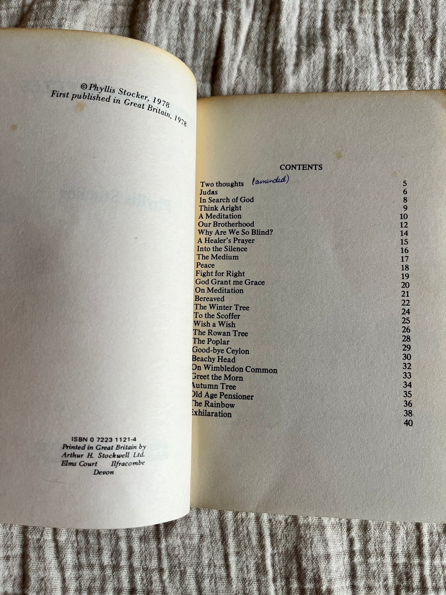 Refreshing Breezes - Phyllis Stocker and Spiritualist Hymn Sheet