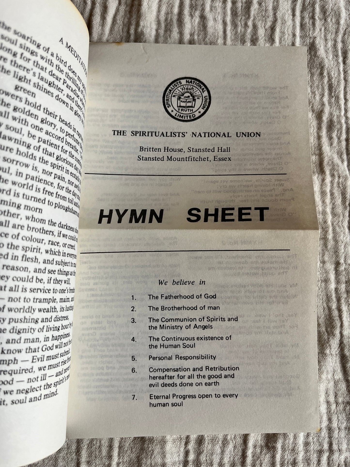 Refreshing Breezes - Phyllis Stocker and Spiritualist Hymn Sheet