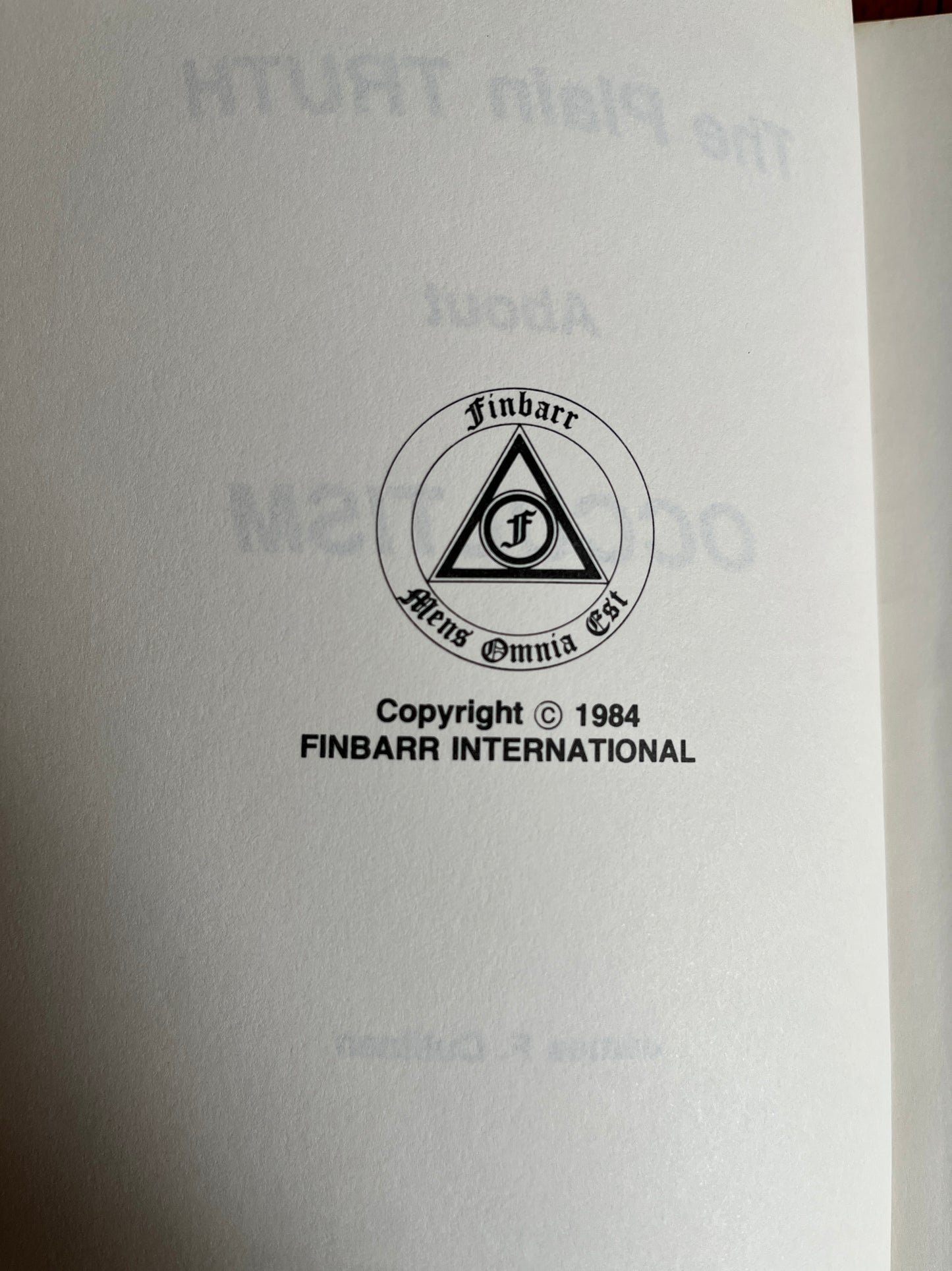 The Plain Truth About Occultism - James F Cullinan (1984 Finbarr First Edition)