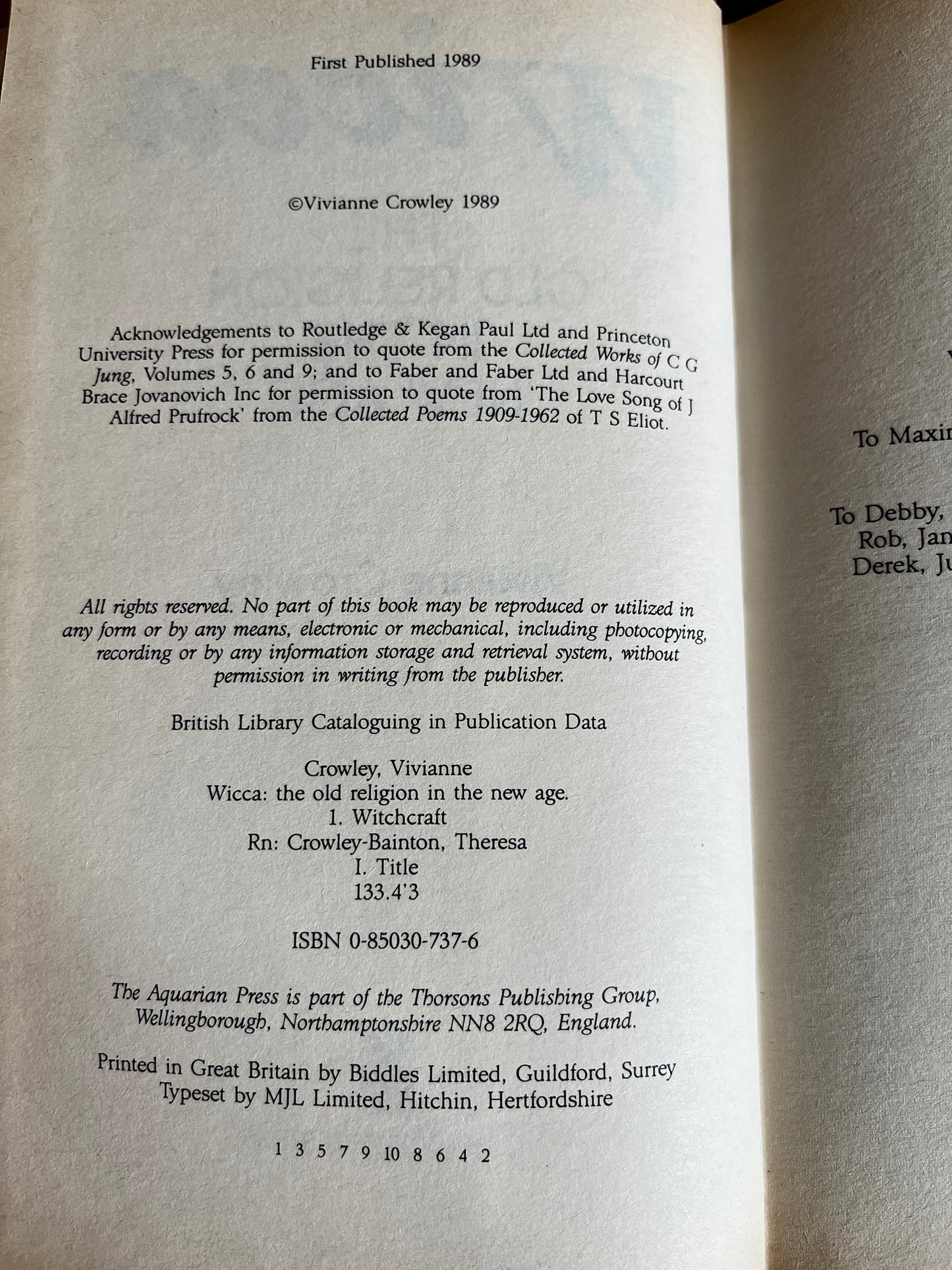 Wicca: The Old Religion in the New Age - Vivianne Crowley (First Edition)