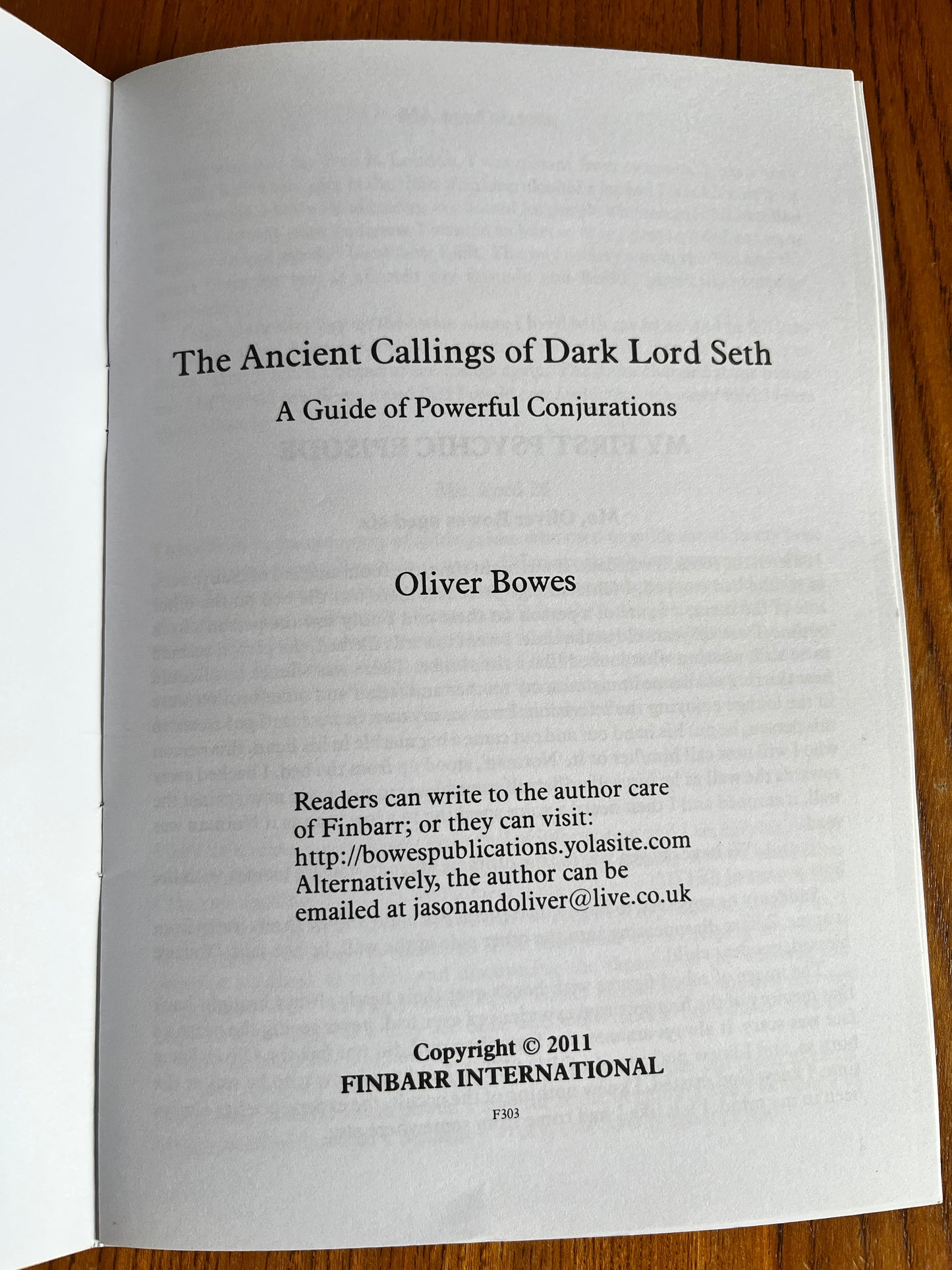 The Ancient Callings of Dark Lord Seth: A Guide of Powerful Conjurations - Oliver Bowes