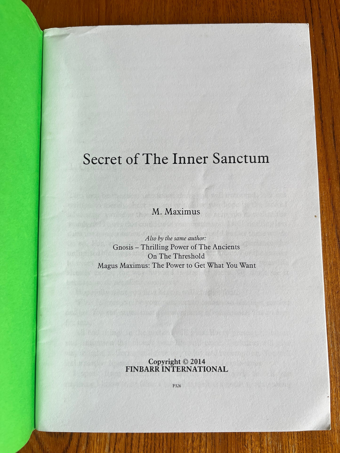 Secrets of the Inner Sanctum - M Maximus