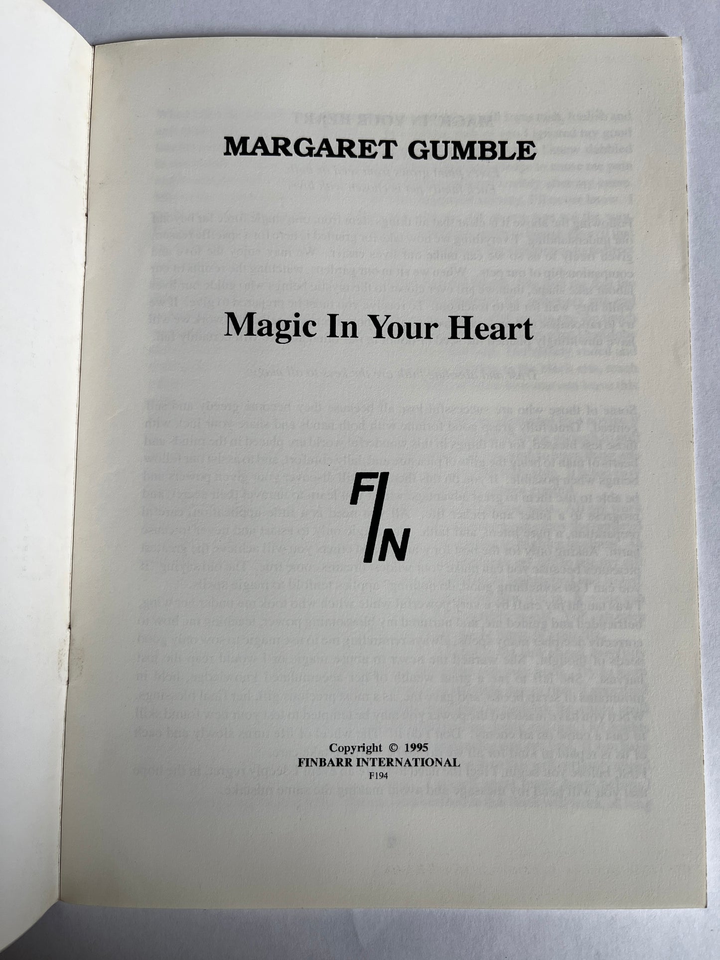 Magic in Your Heart - Margaret Gumble (1995 Finbarr First Edition)