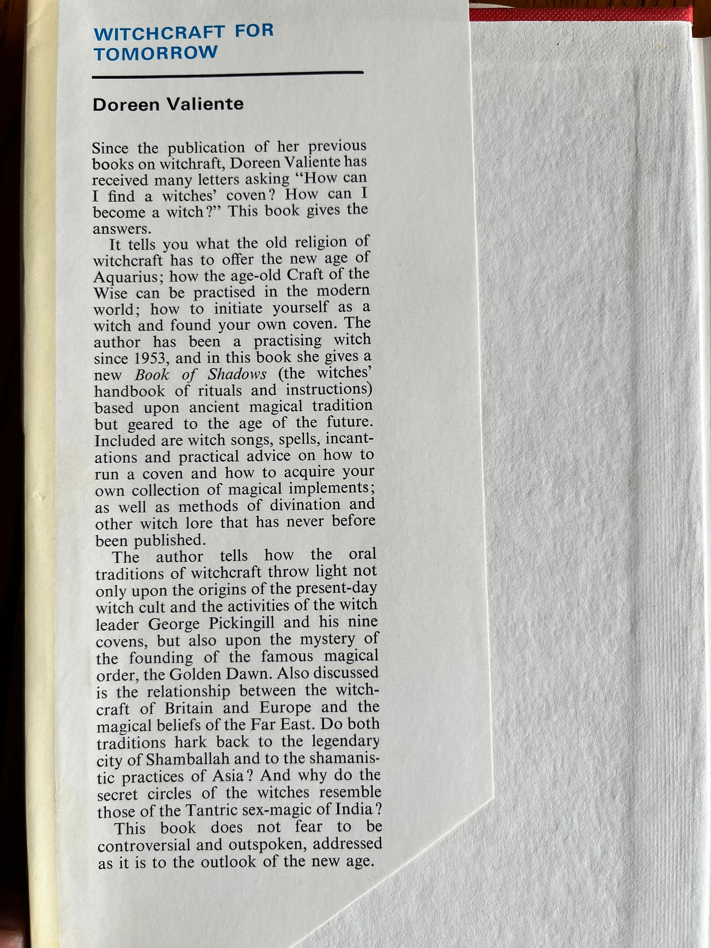 Witchcraft For Tomorrow - Doreen Valiente (First Edition 1978)