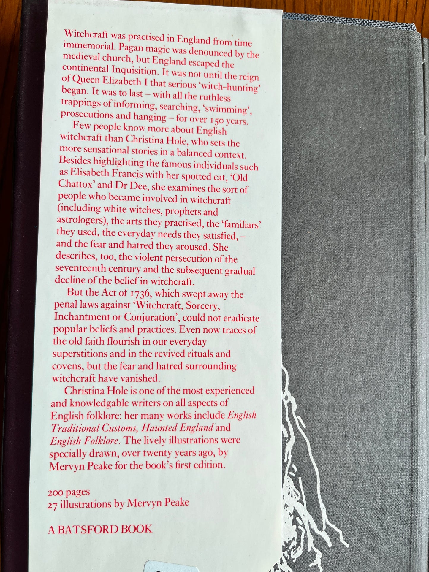 Witchcraft in England - Christina Hole, illus Mervyn Peake (First Edition 1977)
