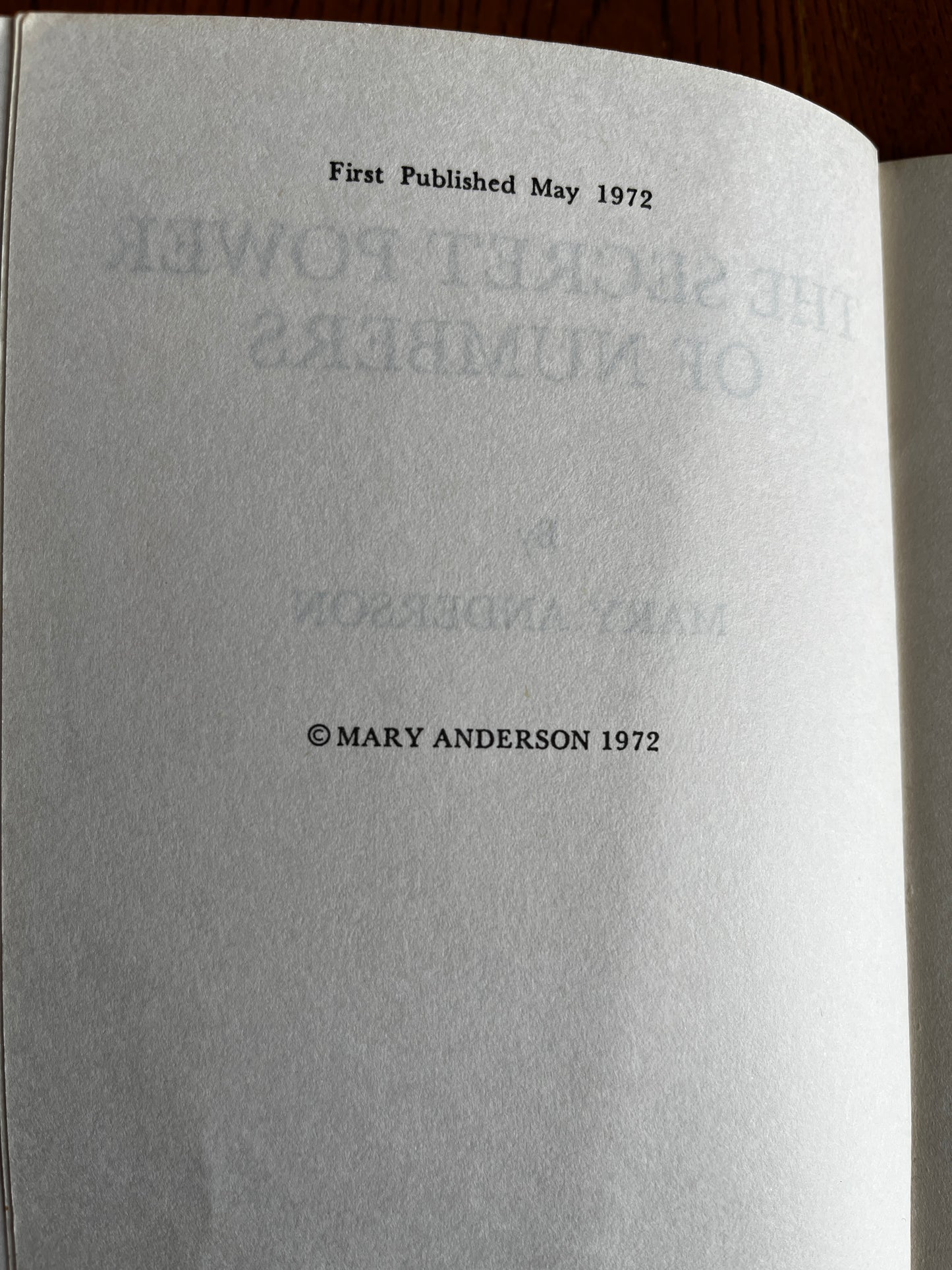 The Secret Power of Numbers - Mary Anderson (1972 First Edition)