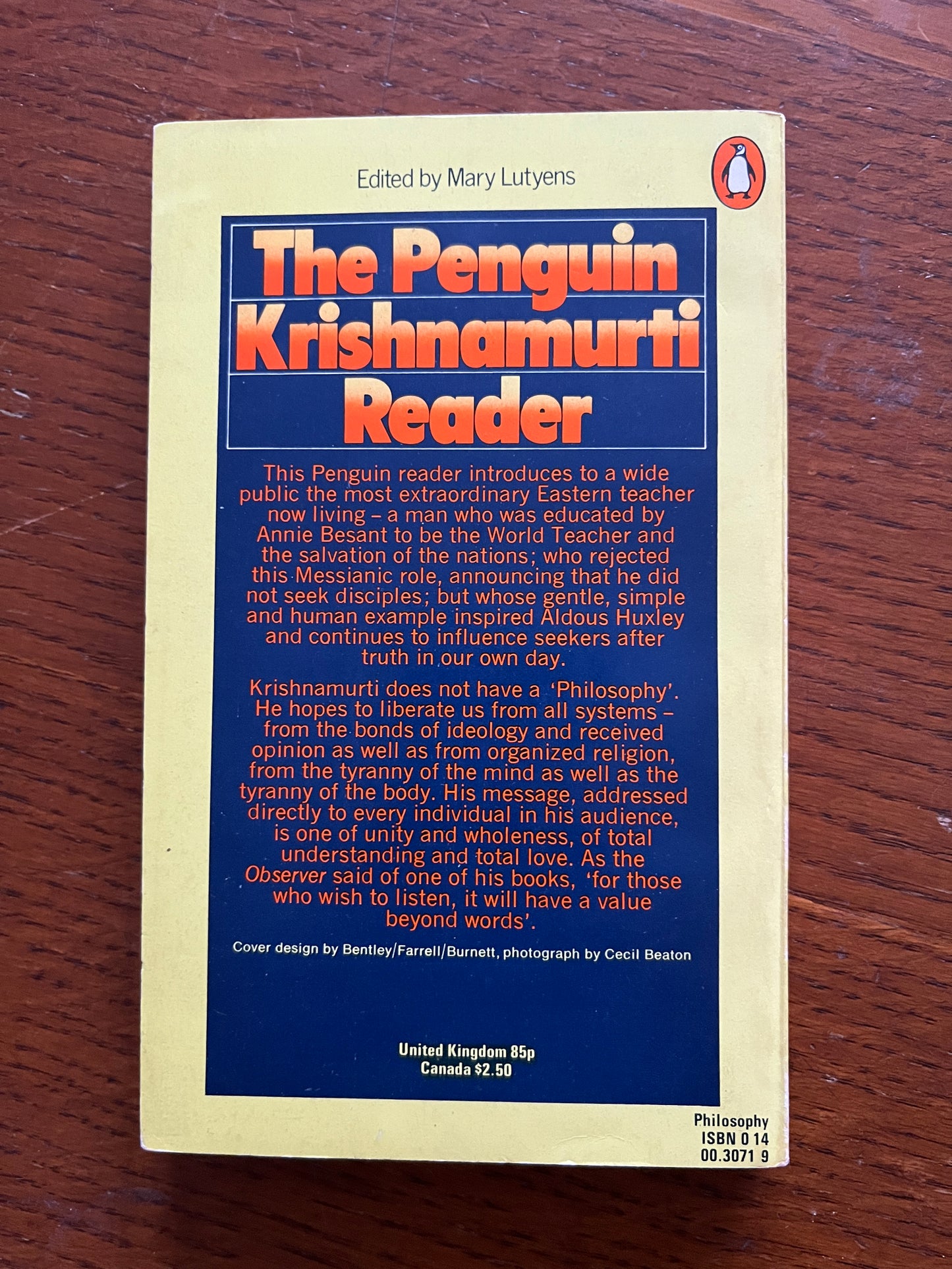 Krishnamurti Reader - Penguin Books ed by Mary Lutyens (1978)