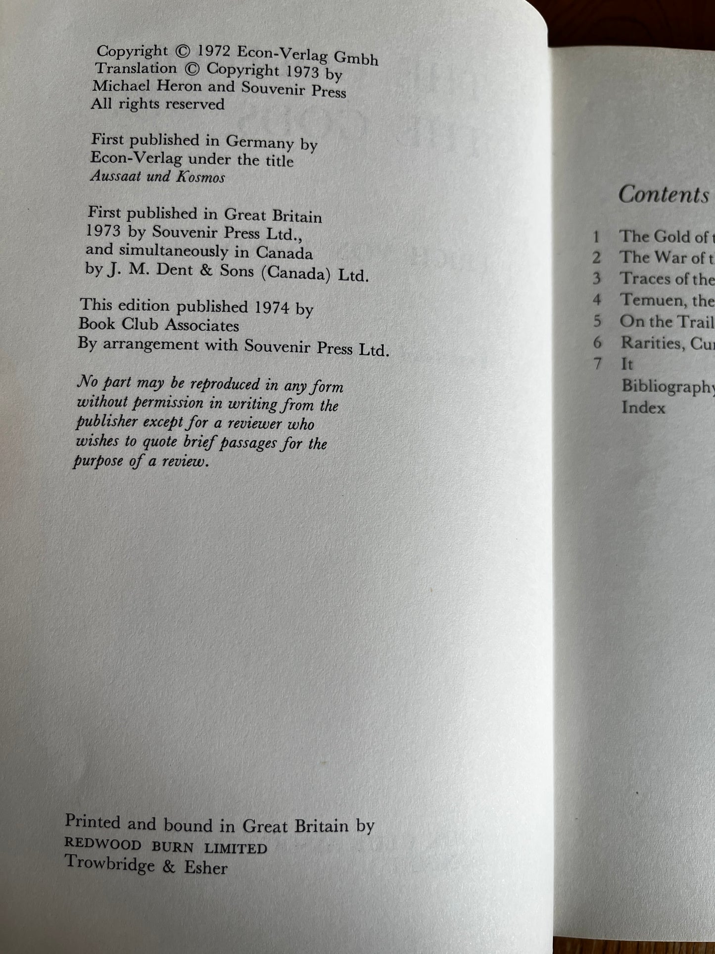 The Gold of the Gods - Erich Von Däniken (BCA Hardback)