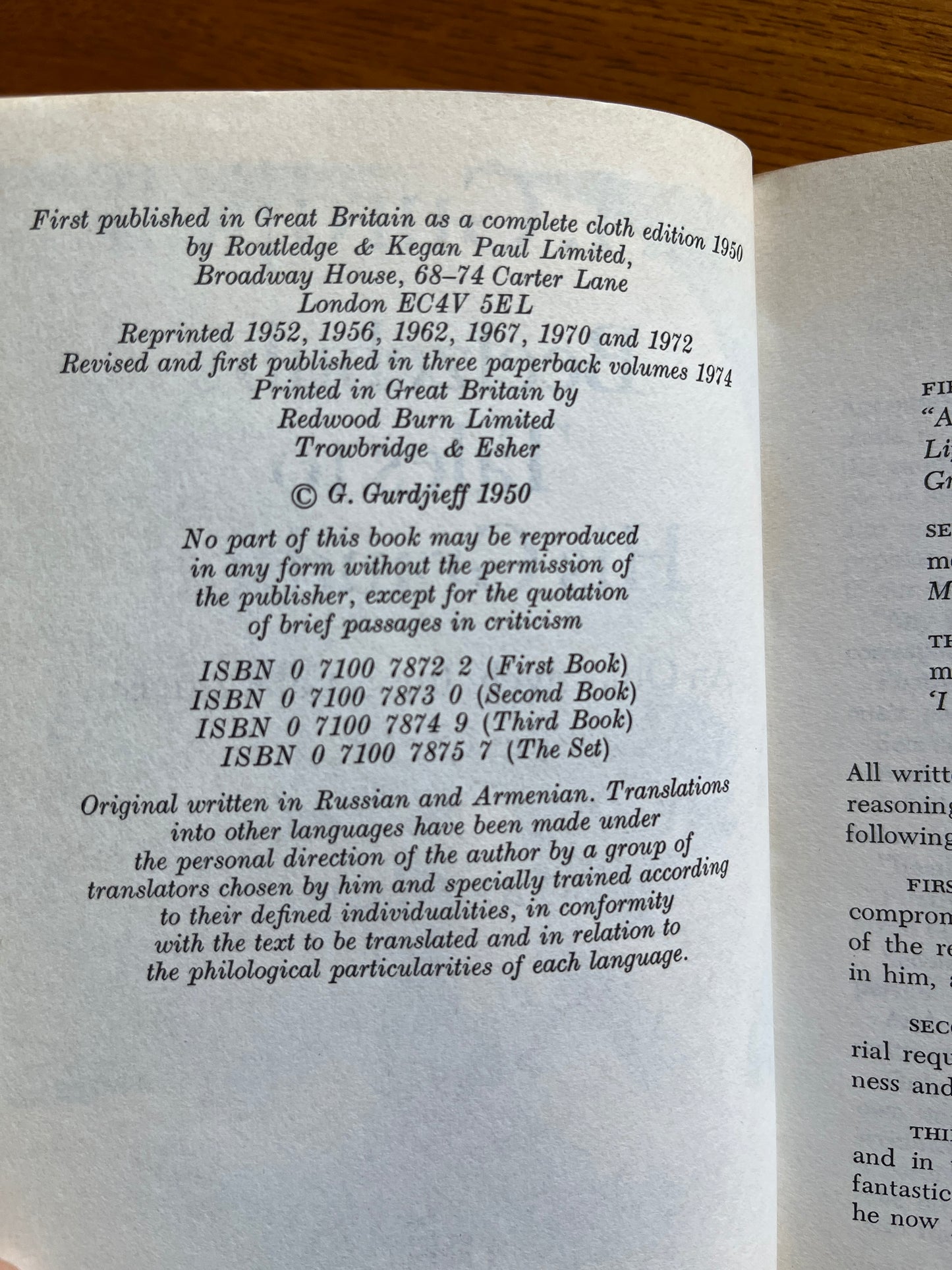 Gurdjieff - Beelzebub's Tales to his Grandson Trilogy (1974 First Thus Pocket-Sized Paperback Set)