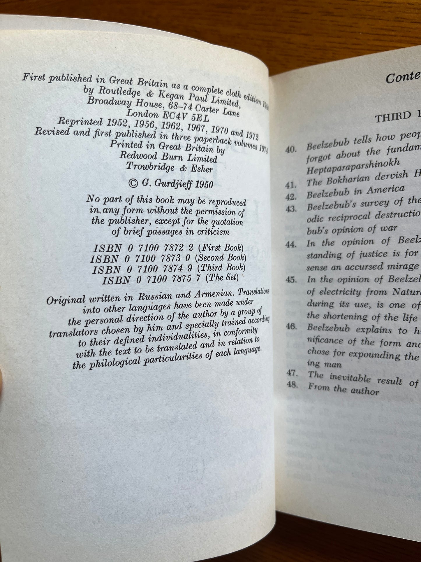 Gurdjieff - Beelzebub's Tales to his Grandson Trilogy (1974 First Thus Pocket-Sized Paperback Set)