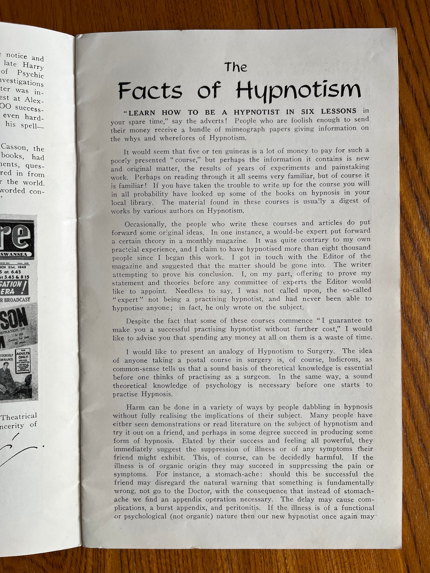 Hypnotism - Peter Casson (circa 1949)