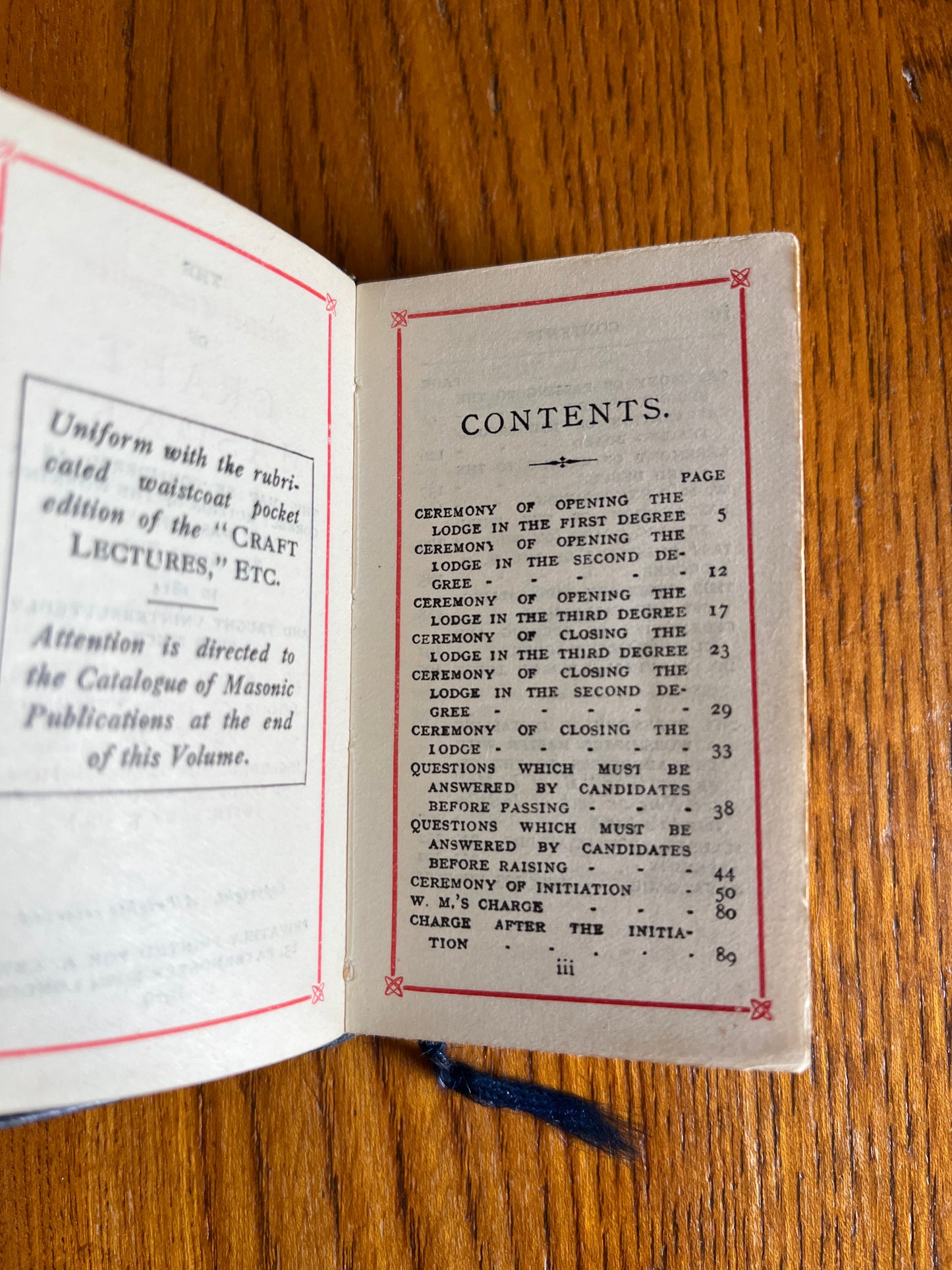 The Perfect Ceremonies of Craft Masonry - Freemason Miniature Book 1929