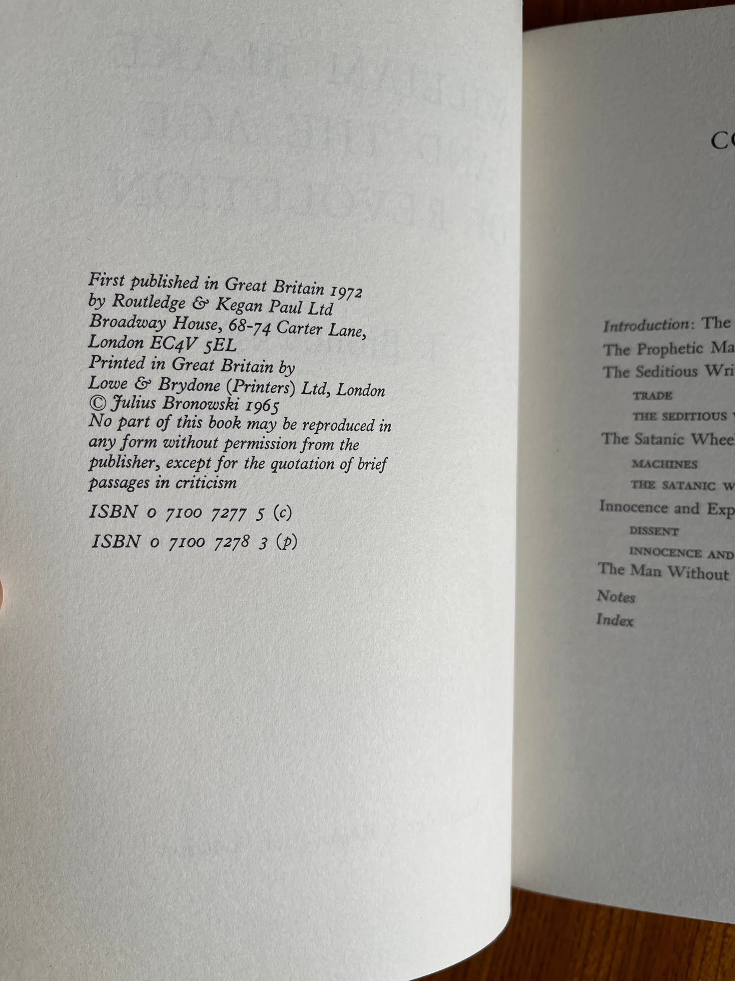 William Blake and the Age of Revolution - J Bronowski (SIGNED, First Ed thus)