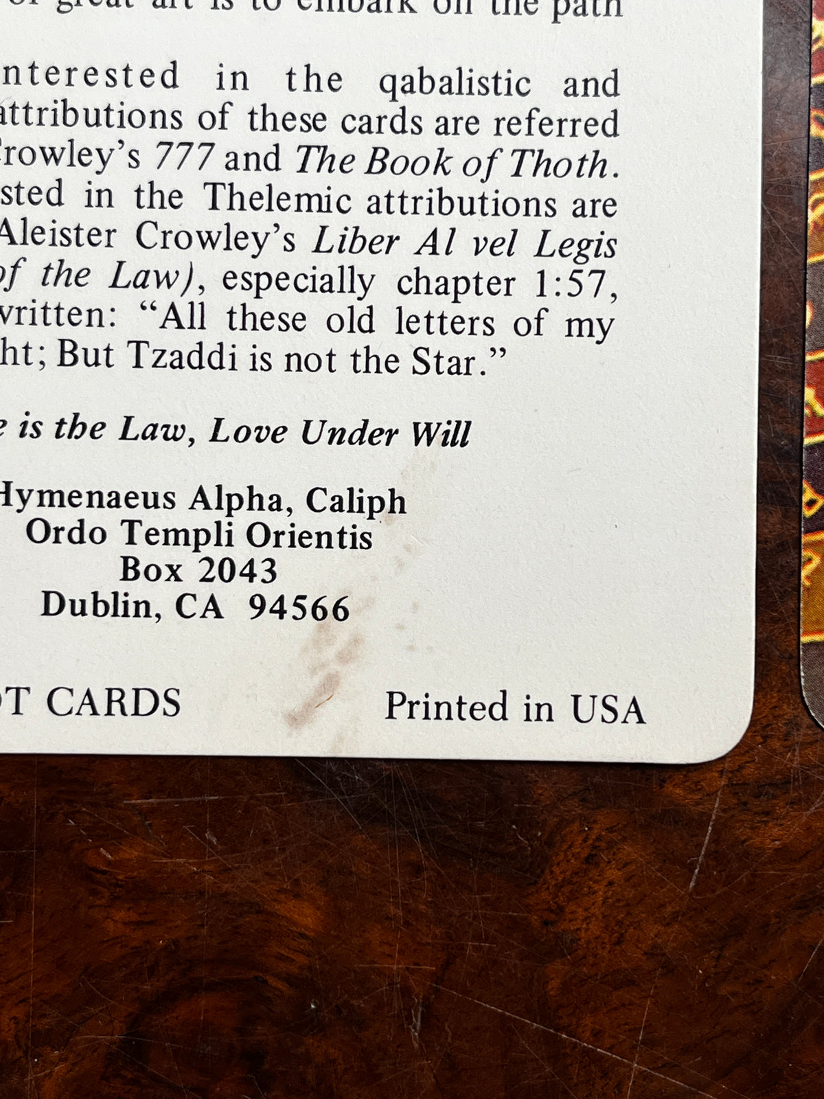 Thoth Tarot Cards - Aleister Crowley & Frieda Harris (Samuel Weiser Edition 1973 - "Version B")